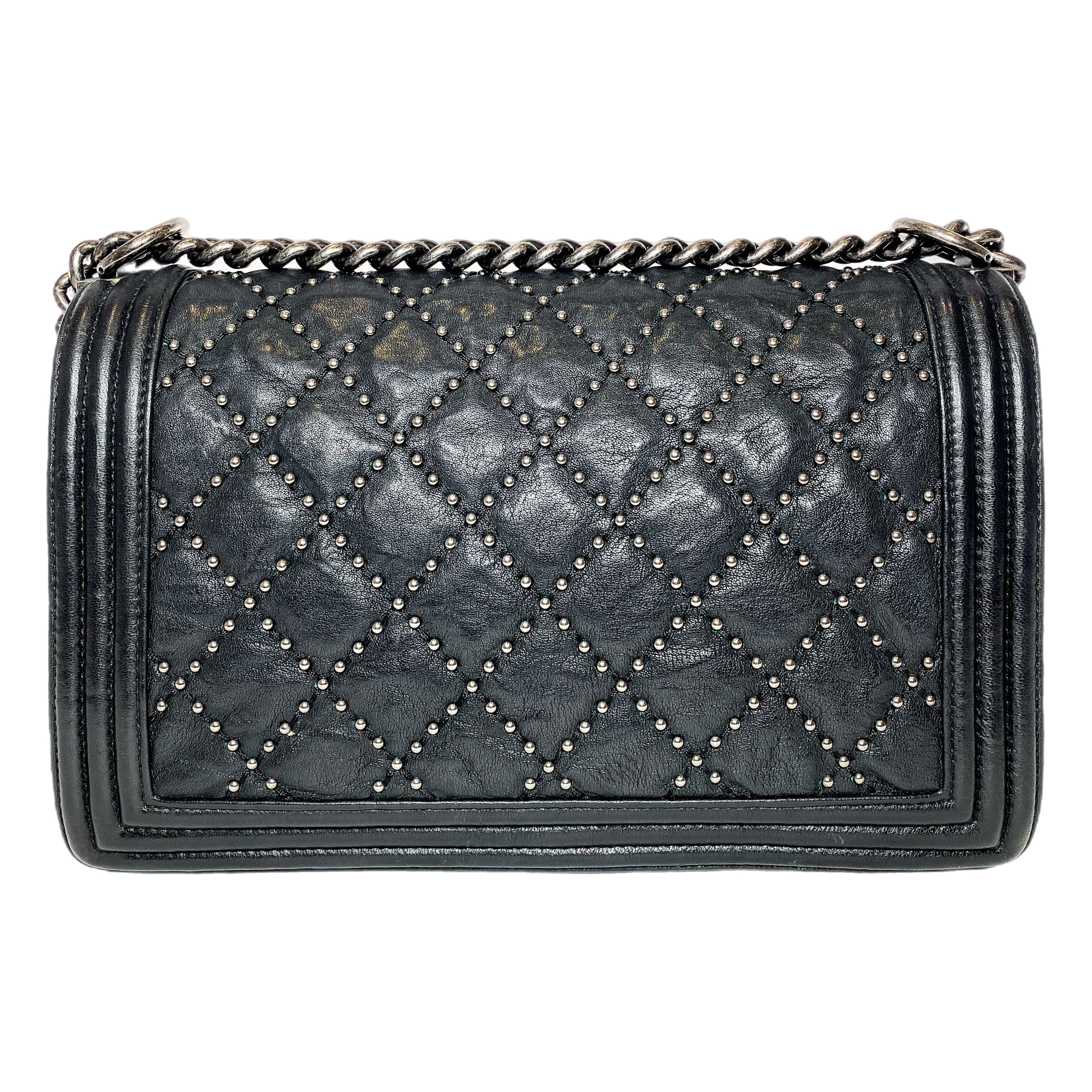 Chanel Black Studded New Medium Boy Bag