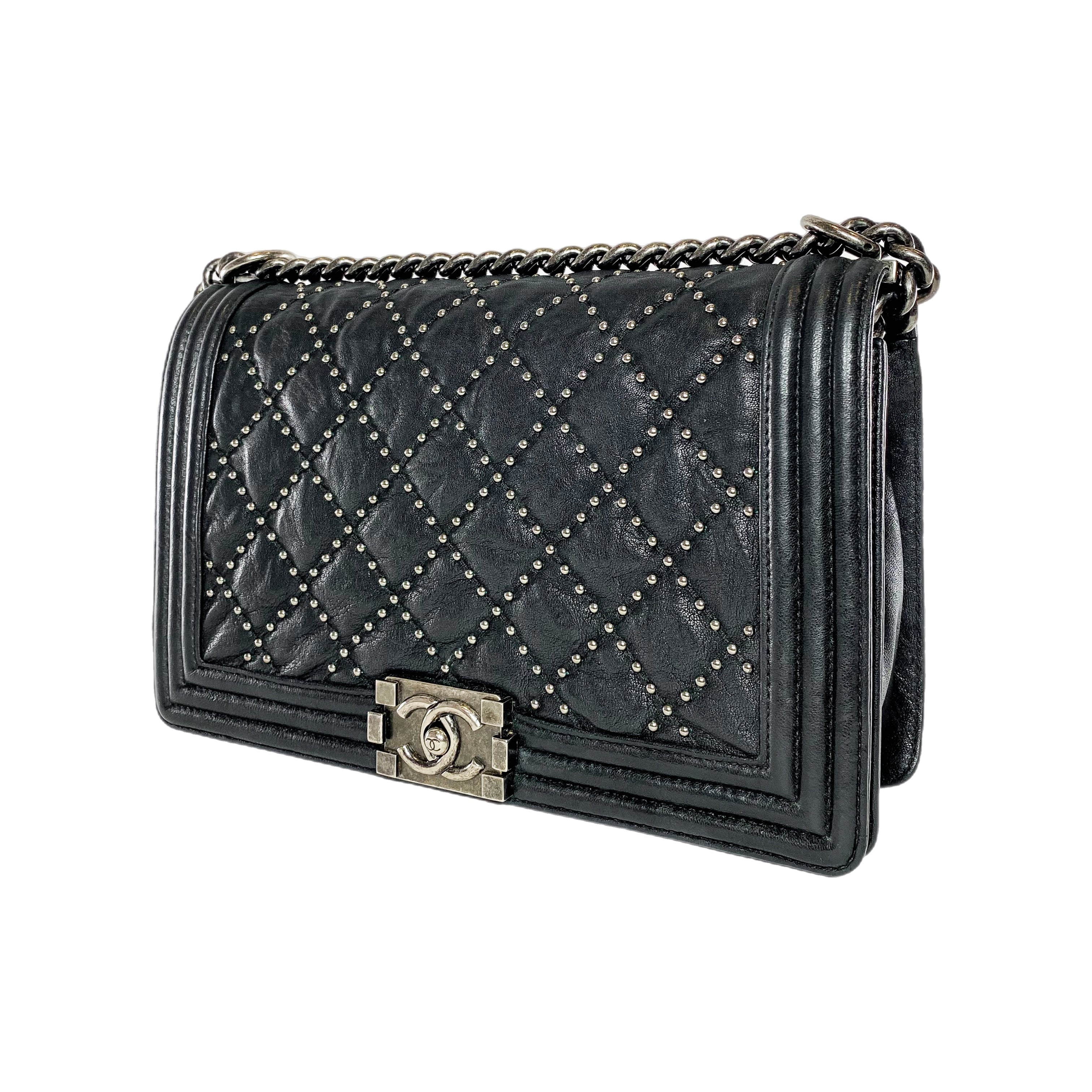 Chanel Black Studded New Medium Boy Bag