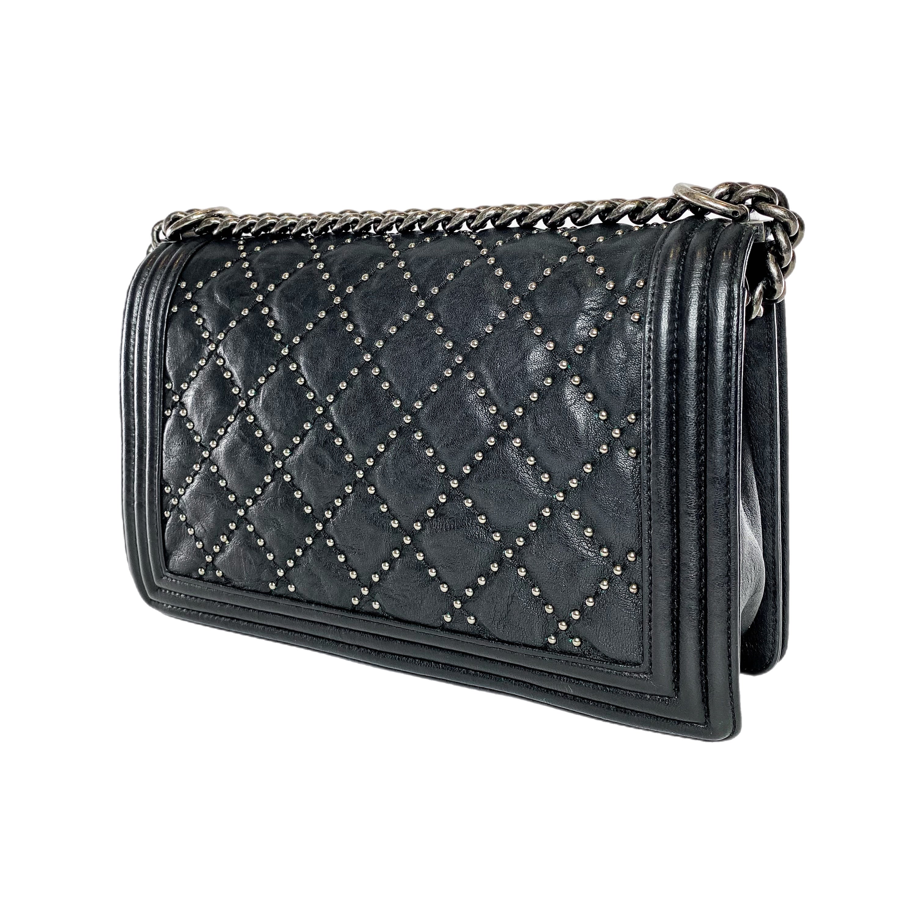 Chanel Black Studded New Medium Boy Bag