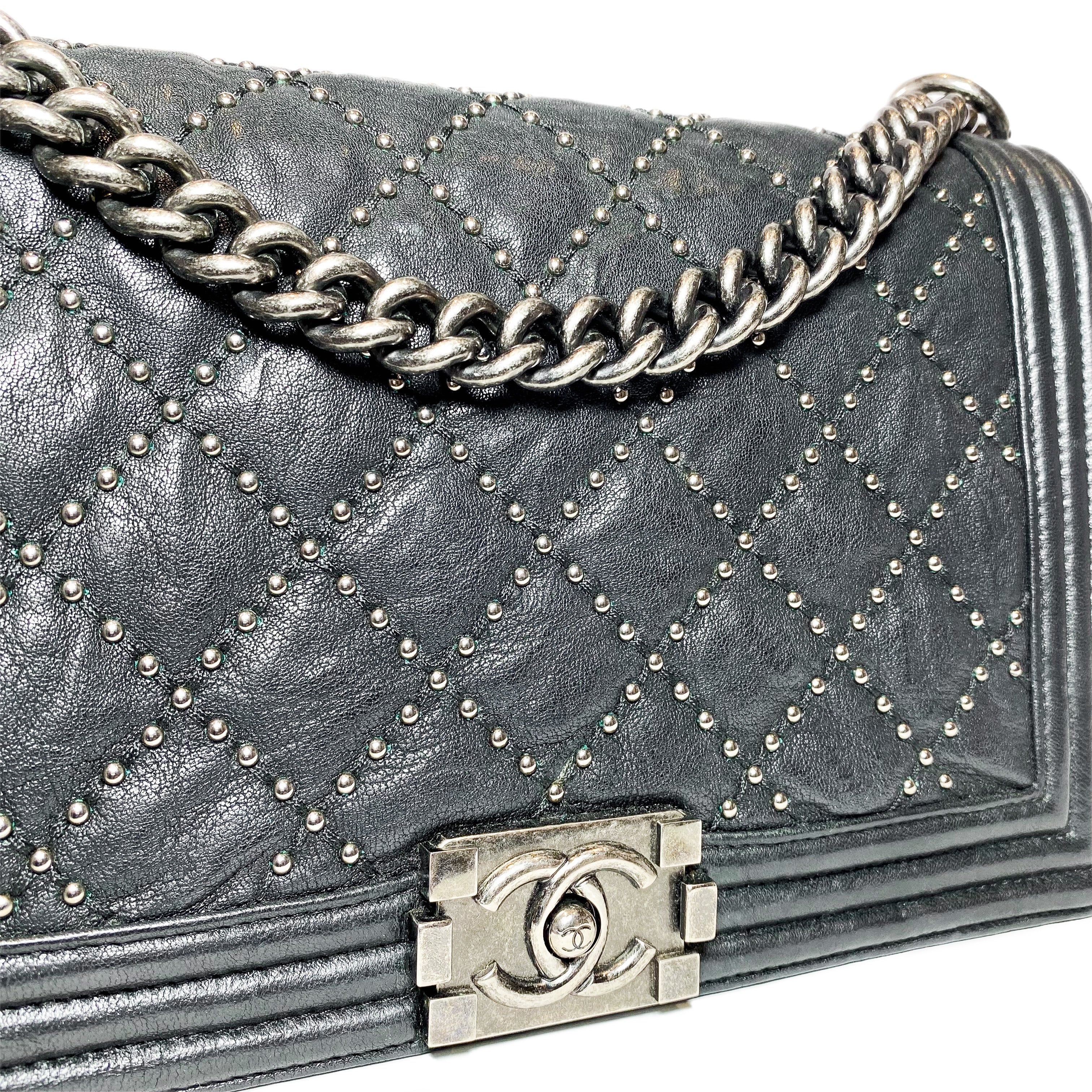 Chanel Black Studded New Medium Boy Bag