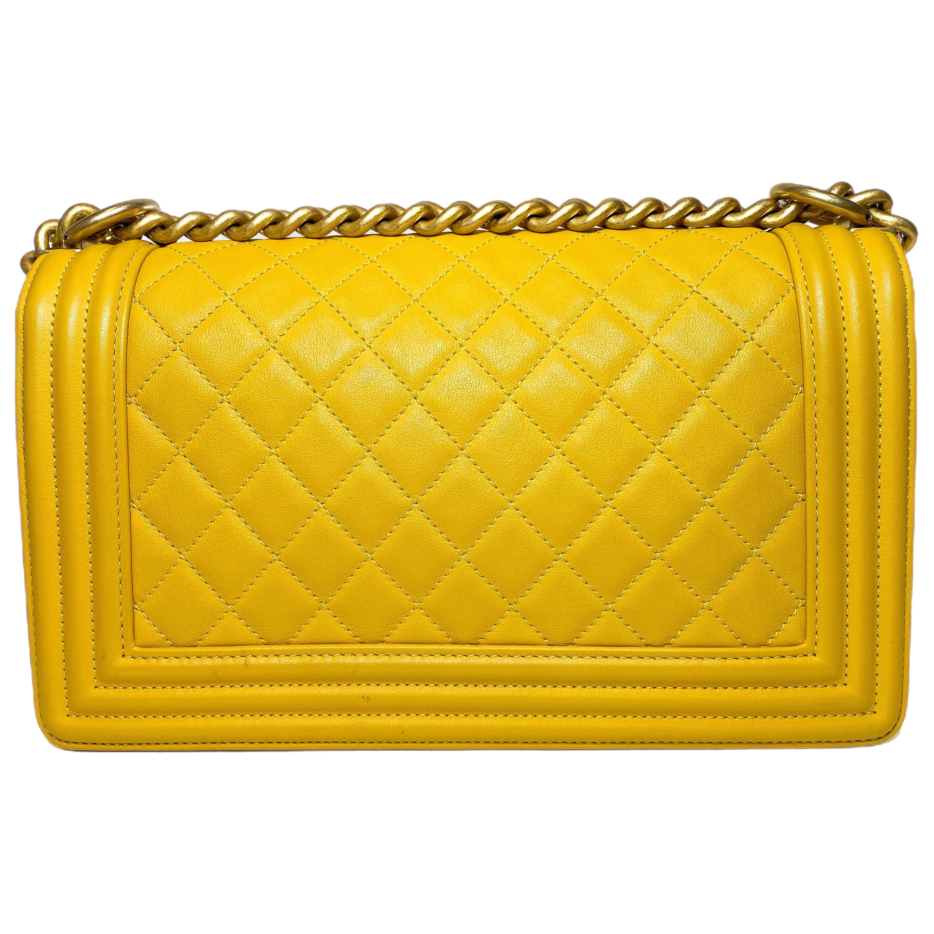 Chanel Mustard Old Medium Boy Bag