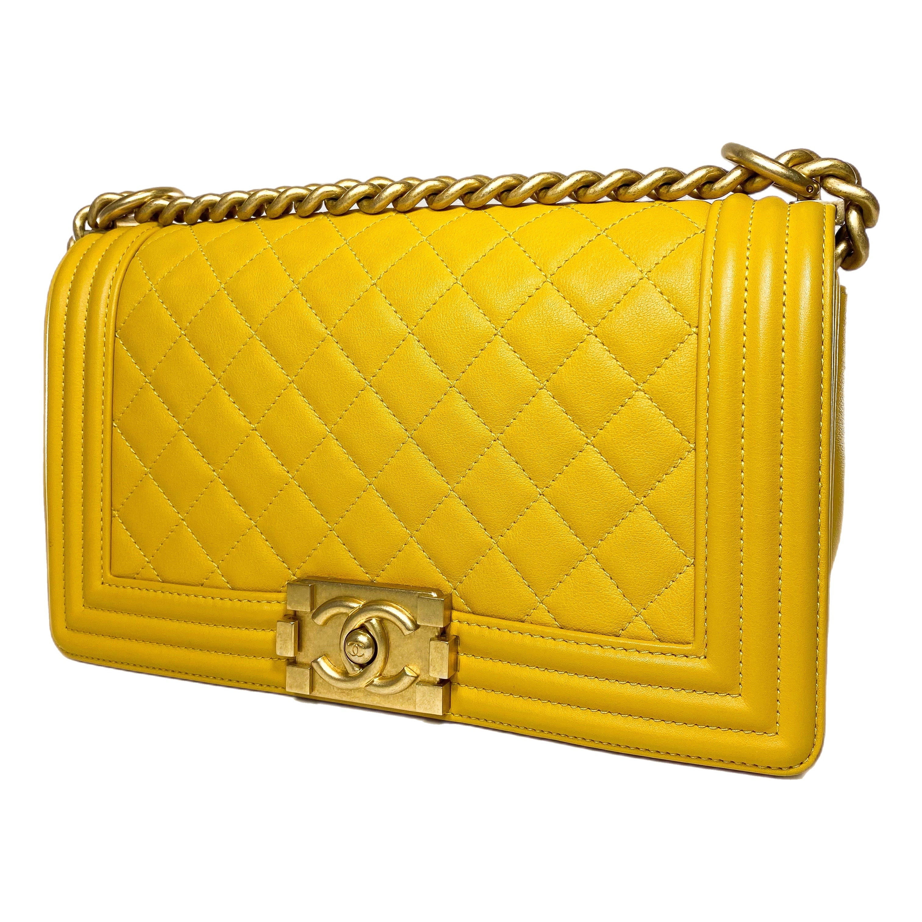 Chanel Mustard Old Medium Boy Bag