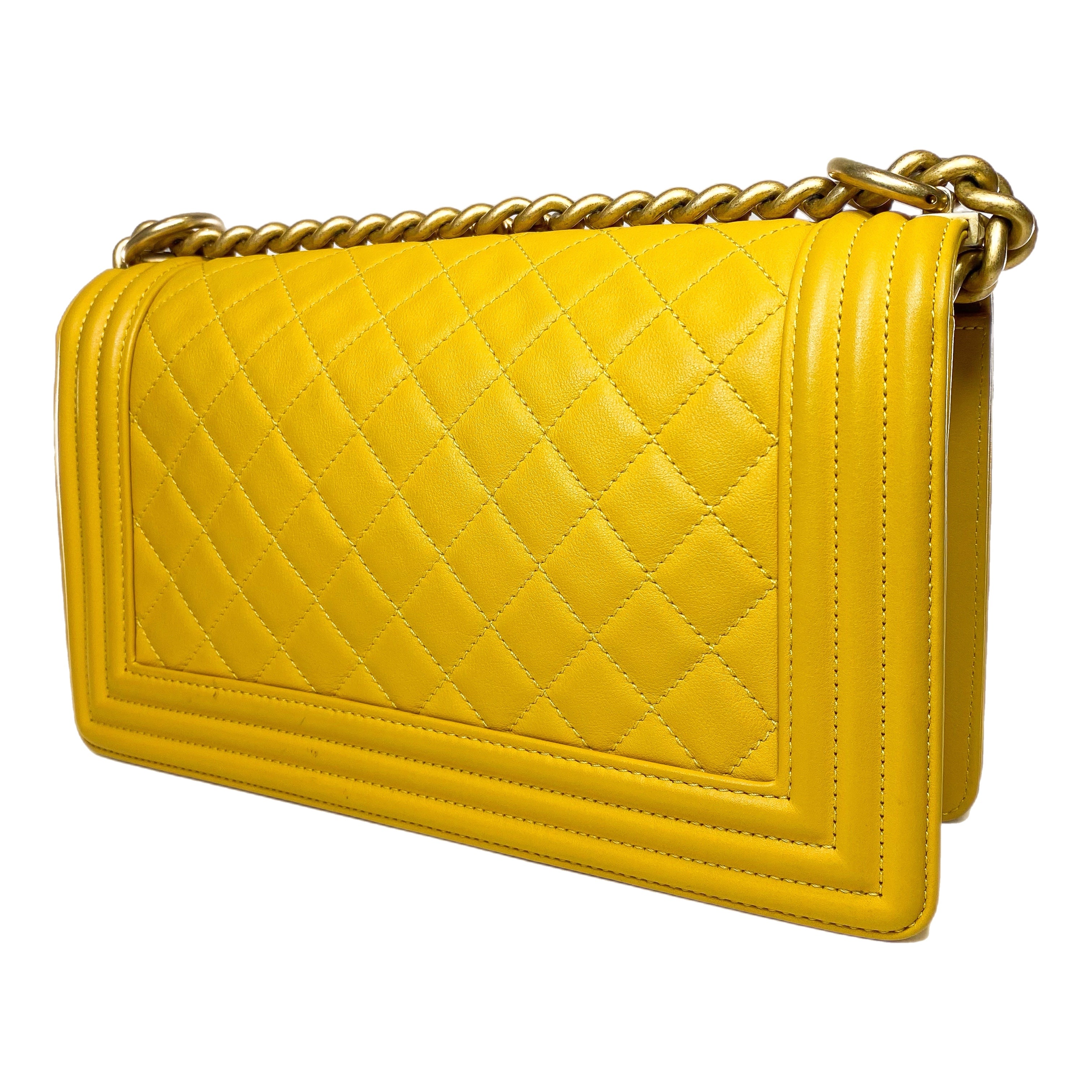 Chanel Mustard Old Medium Boy Bag