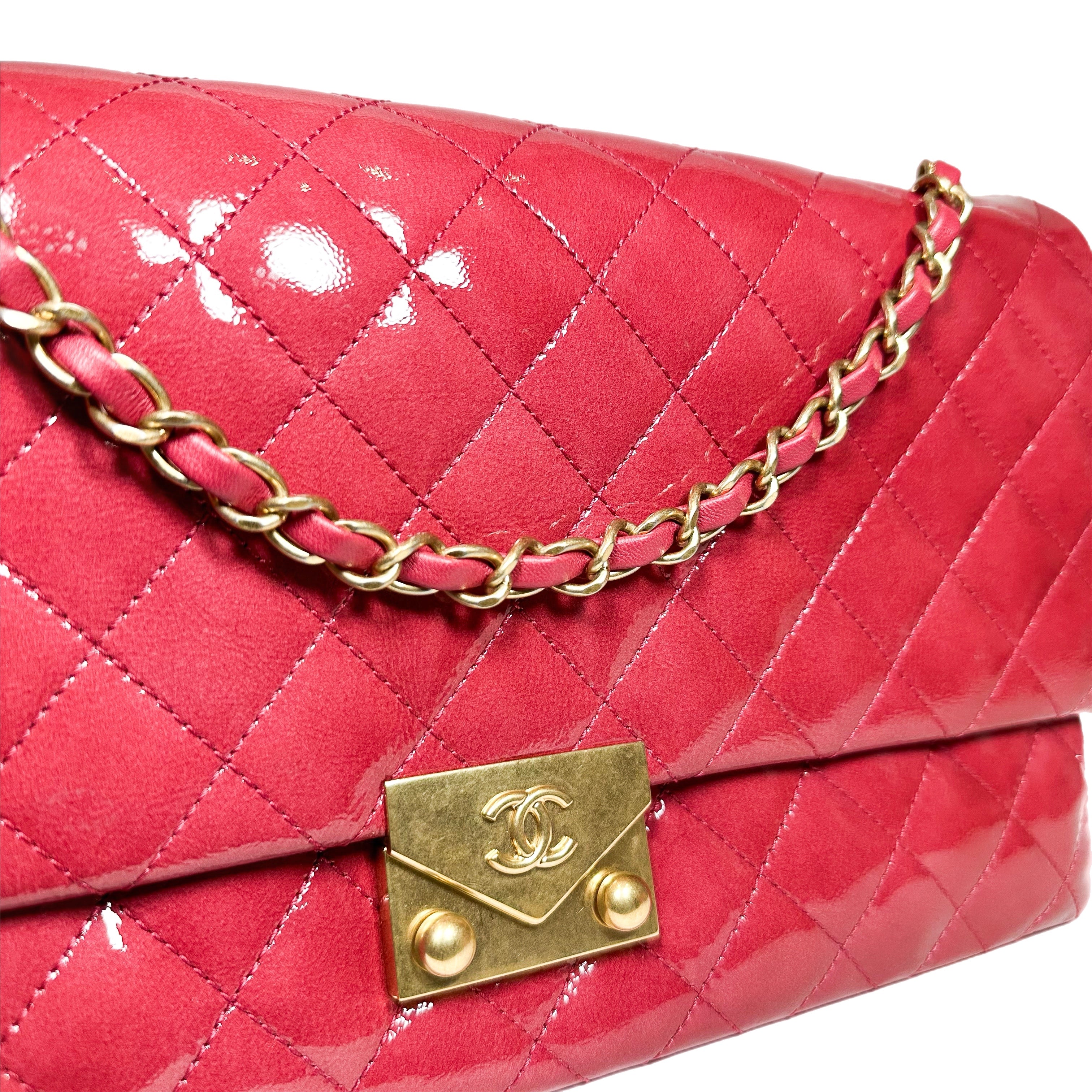 Chanel Dark Pink 3 Pocket Accordion Flap