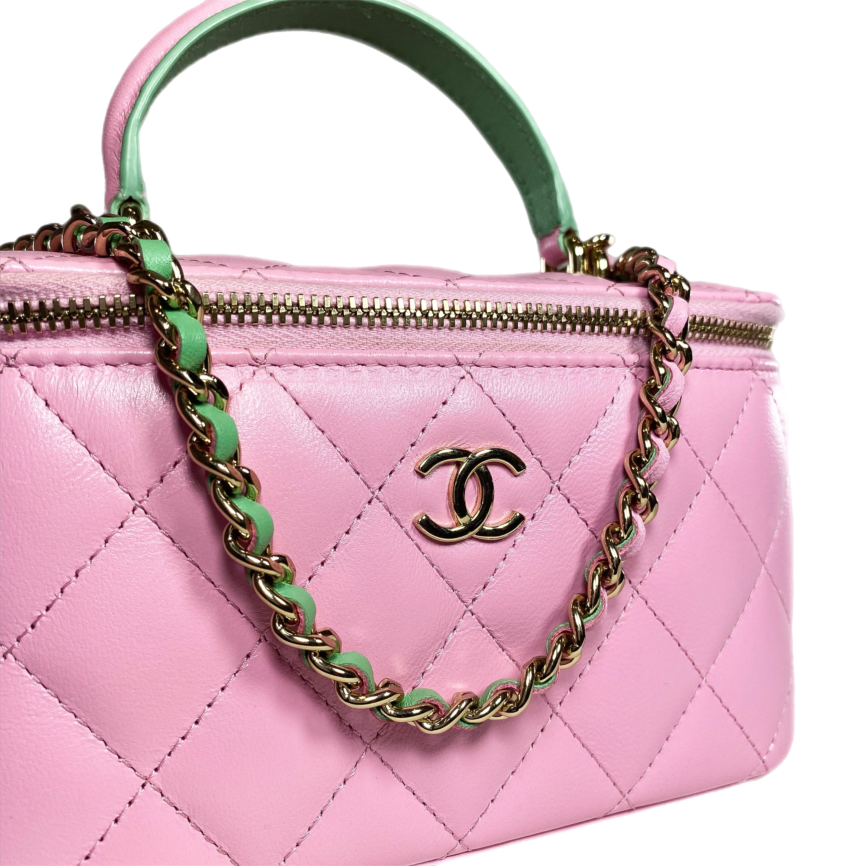 Chanel Pink Mint Green Vanity Case