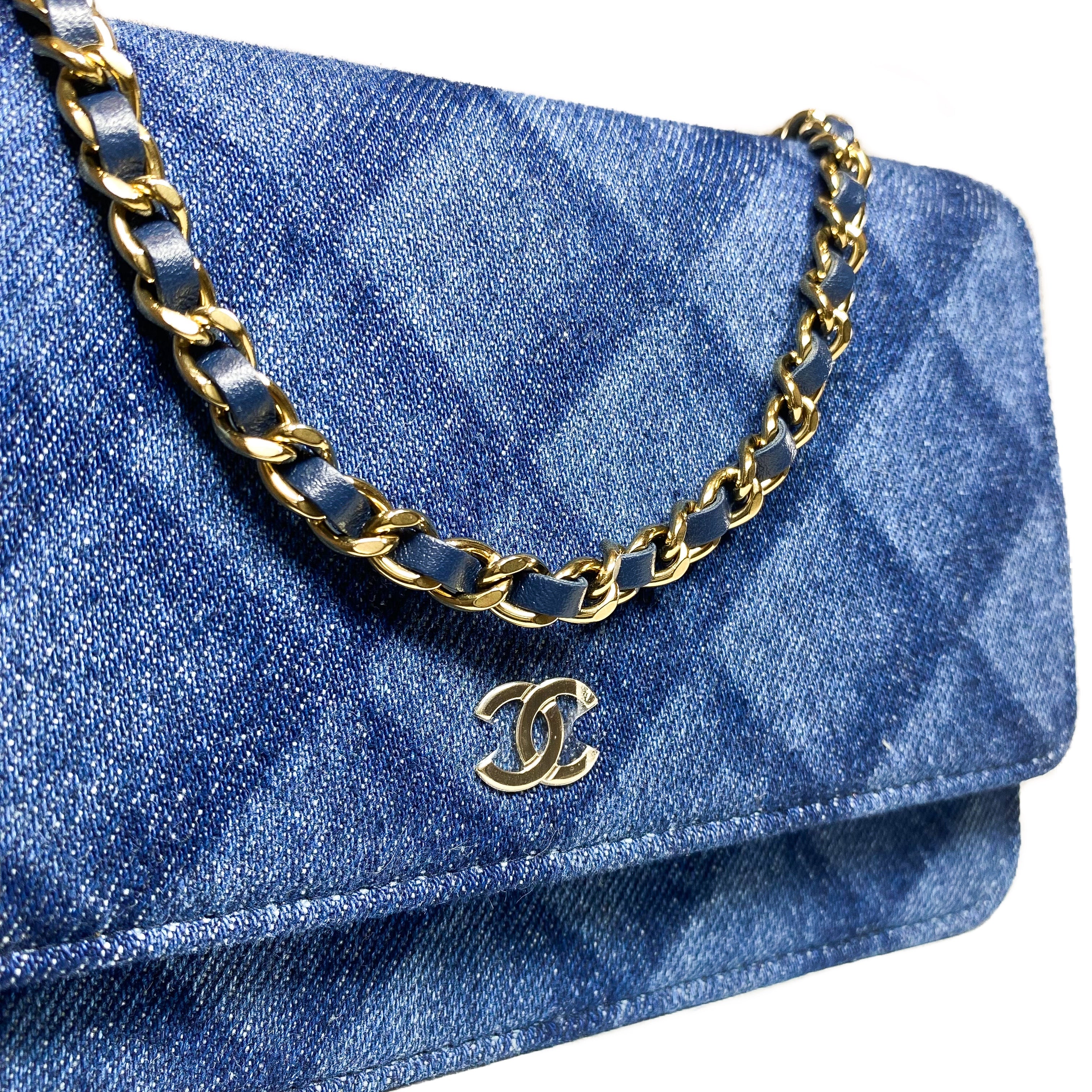 Chanel Denim Wallet on Chain