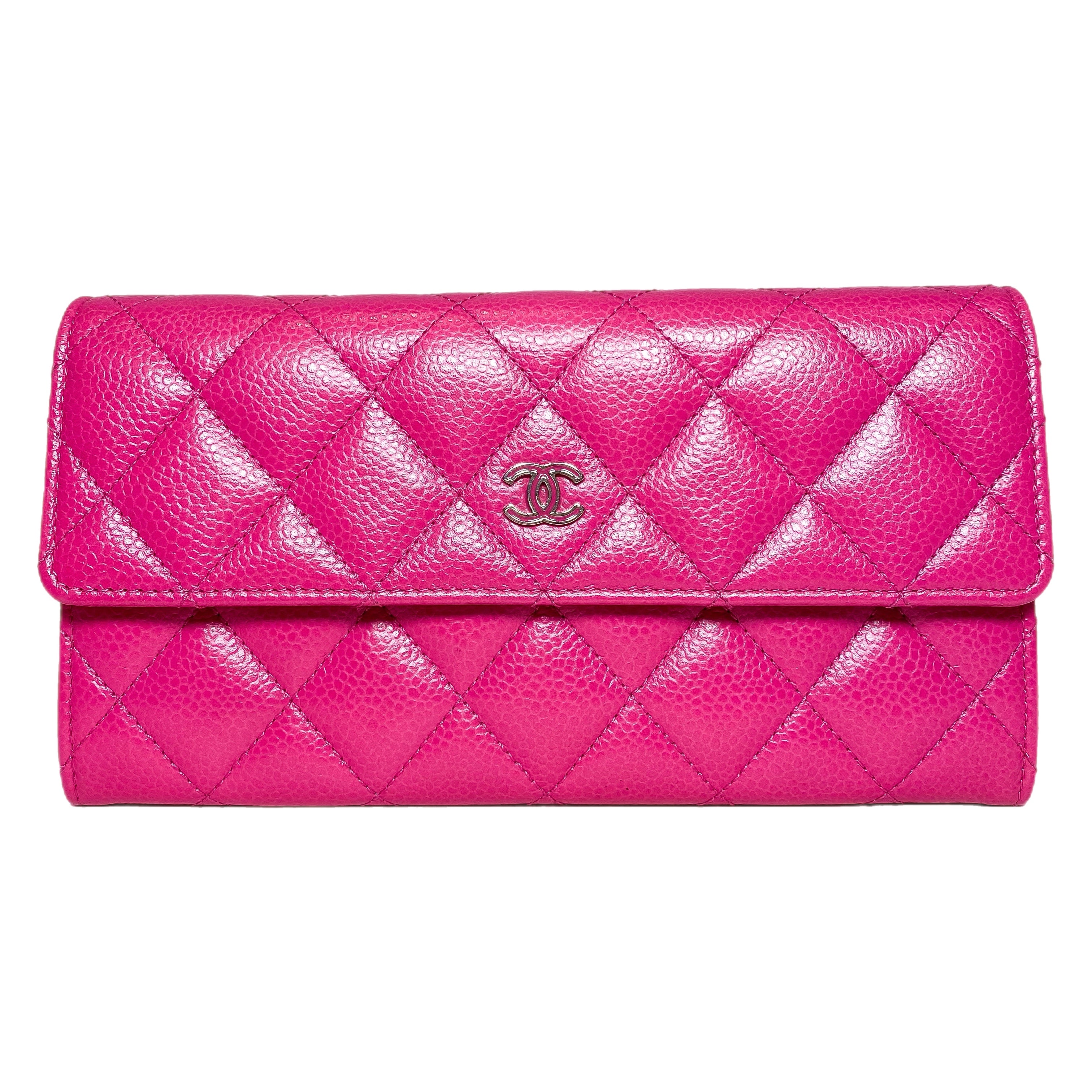 Chanel Pink Quilted Large Gusset Flap Wallet