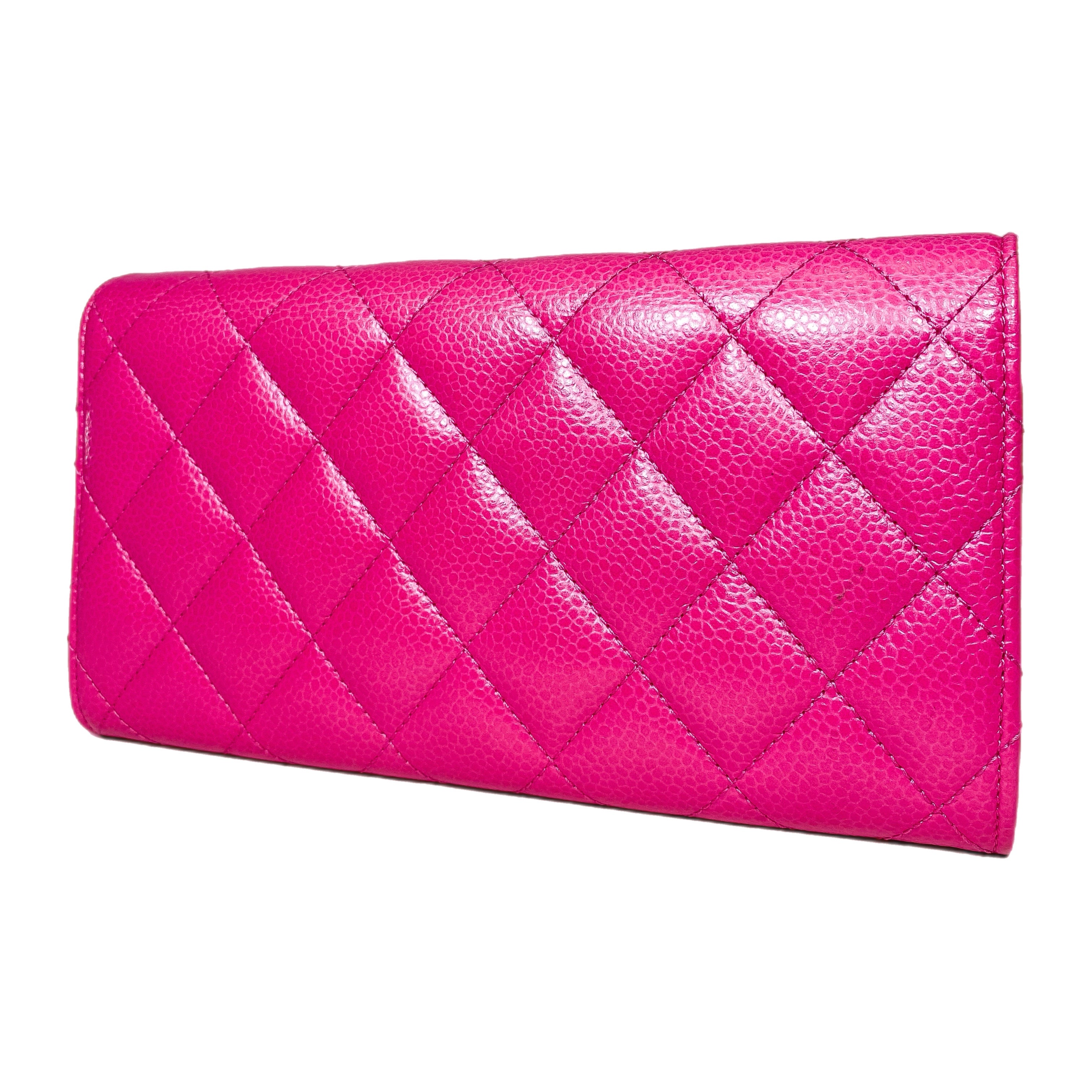 Chanel Pink Quilted Large Gusset Flap Wallet