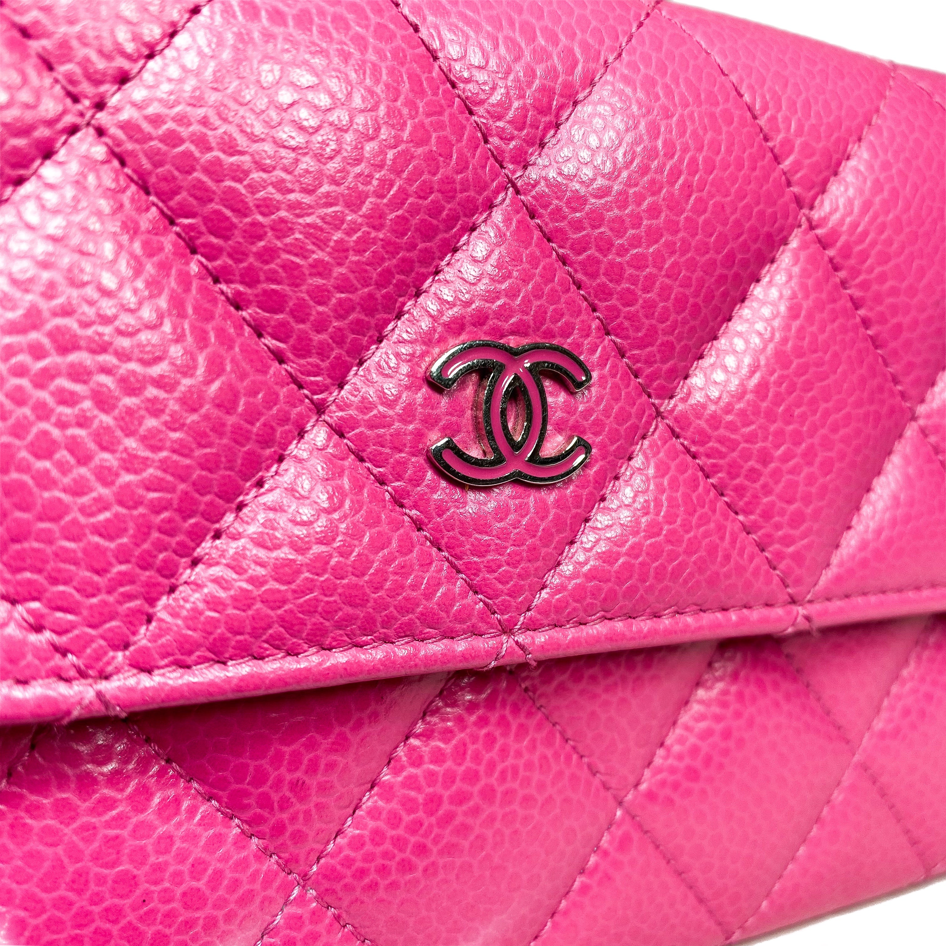 Chanel Pink Quilted Large Gusset Flap Wallet