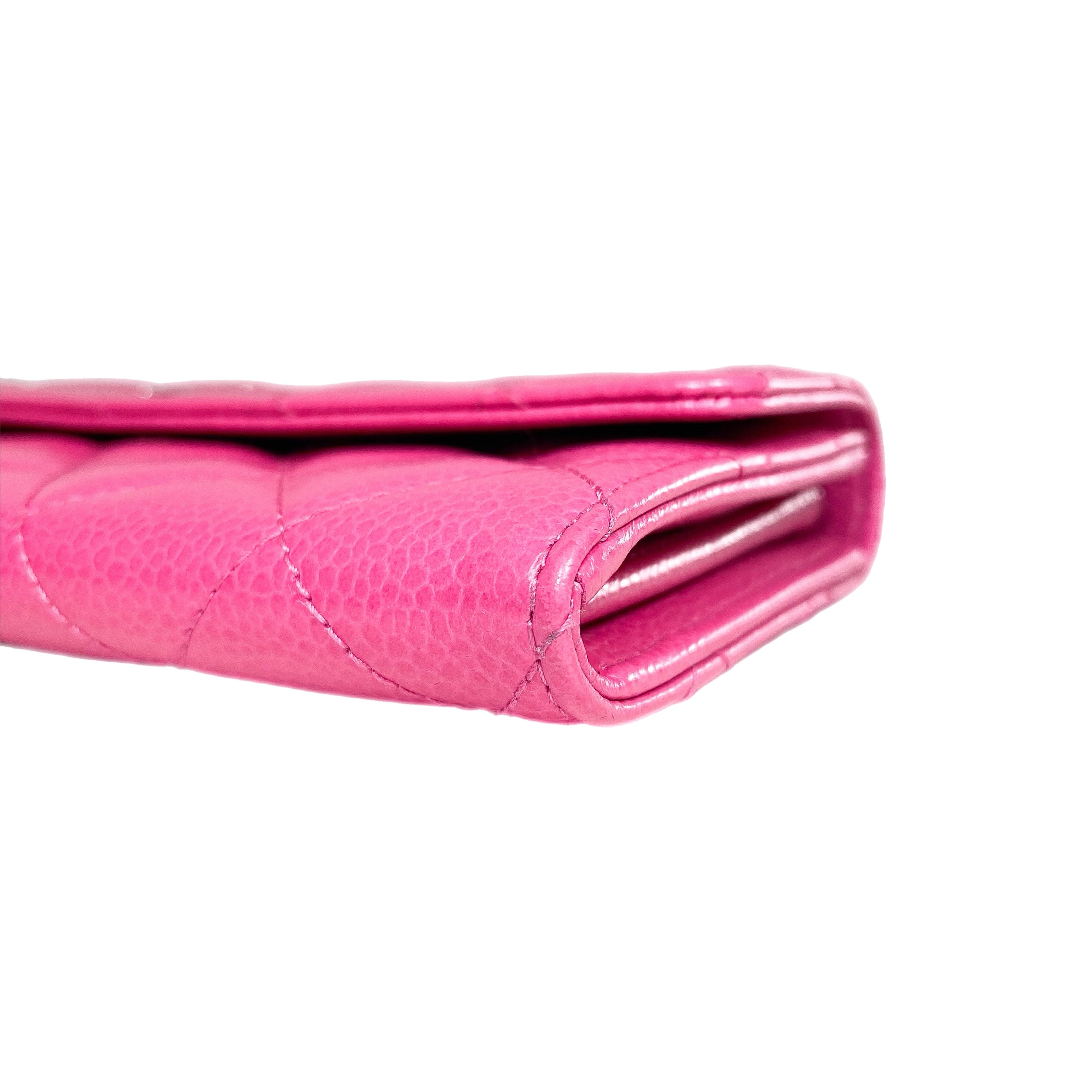 Chanel Pink Quilted Large Gusset Flap Wallet