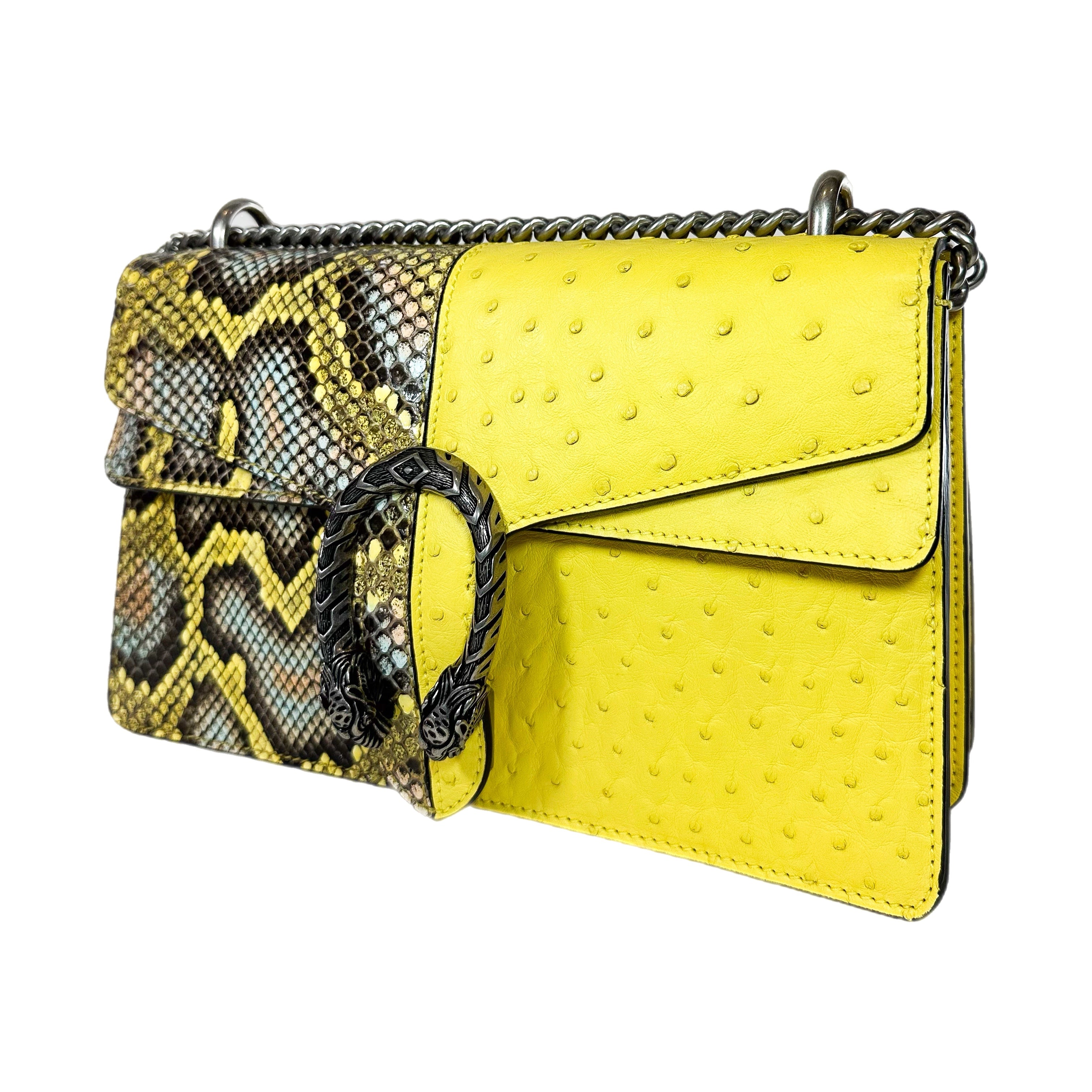 Gucci Small Yellow Python Ostrich Dionysus