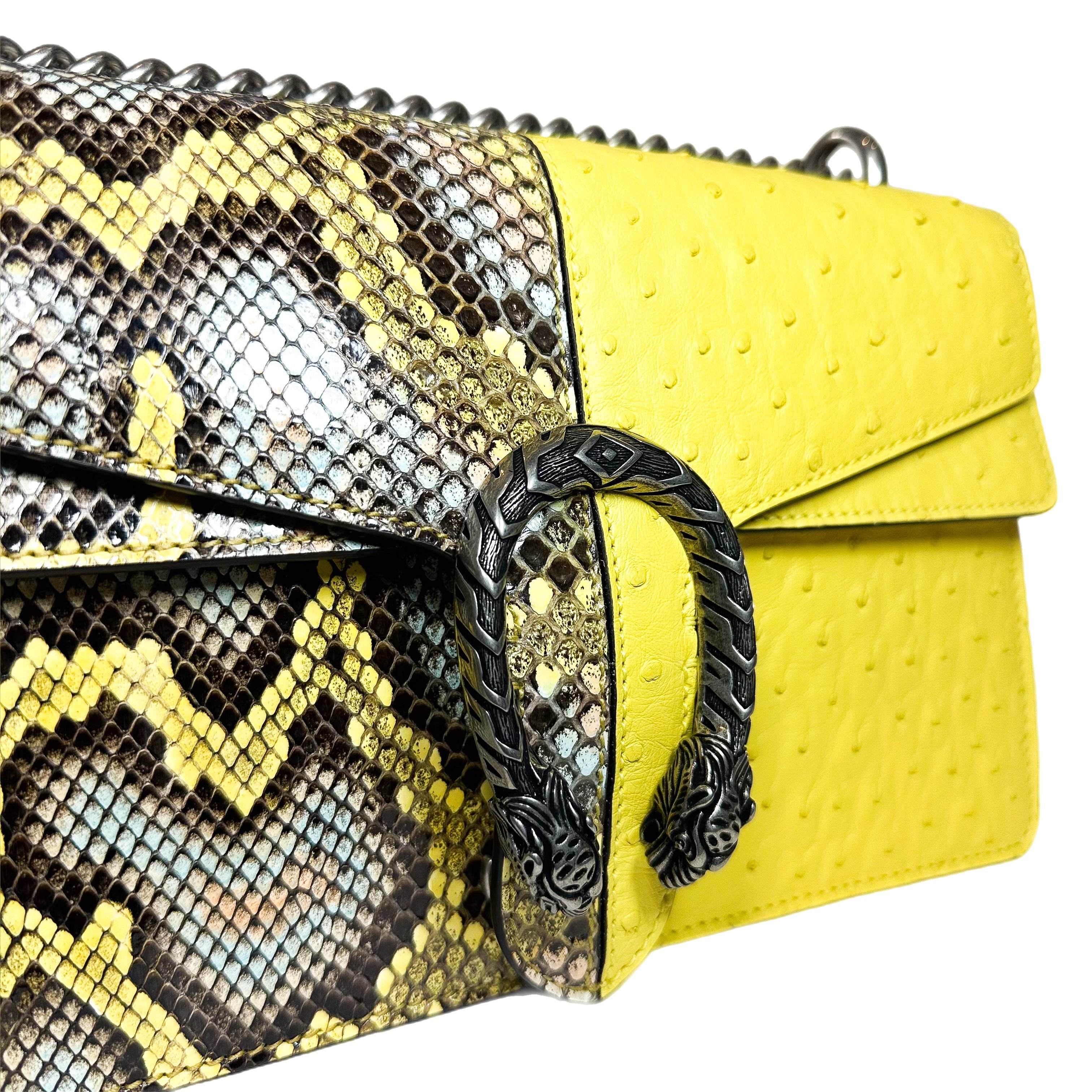 Gucci Small Yellow Python Ostrich Dionysus