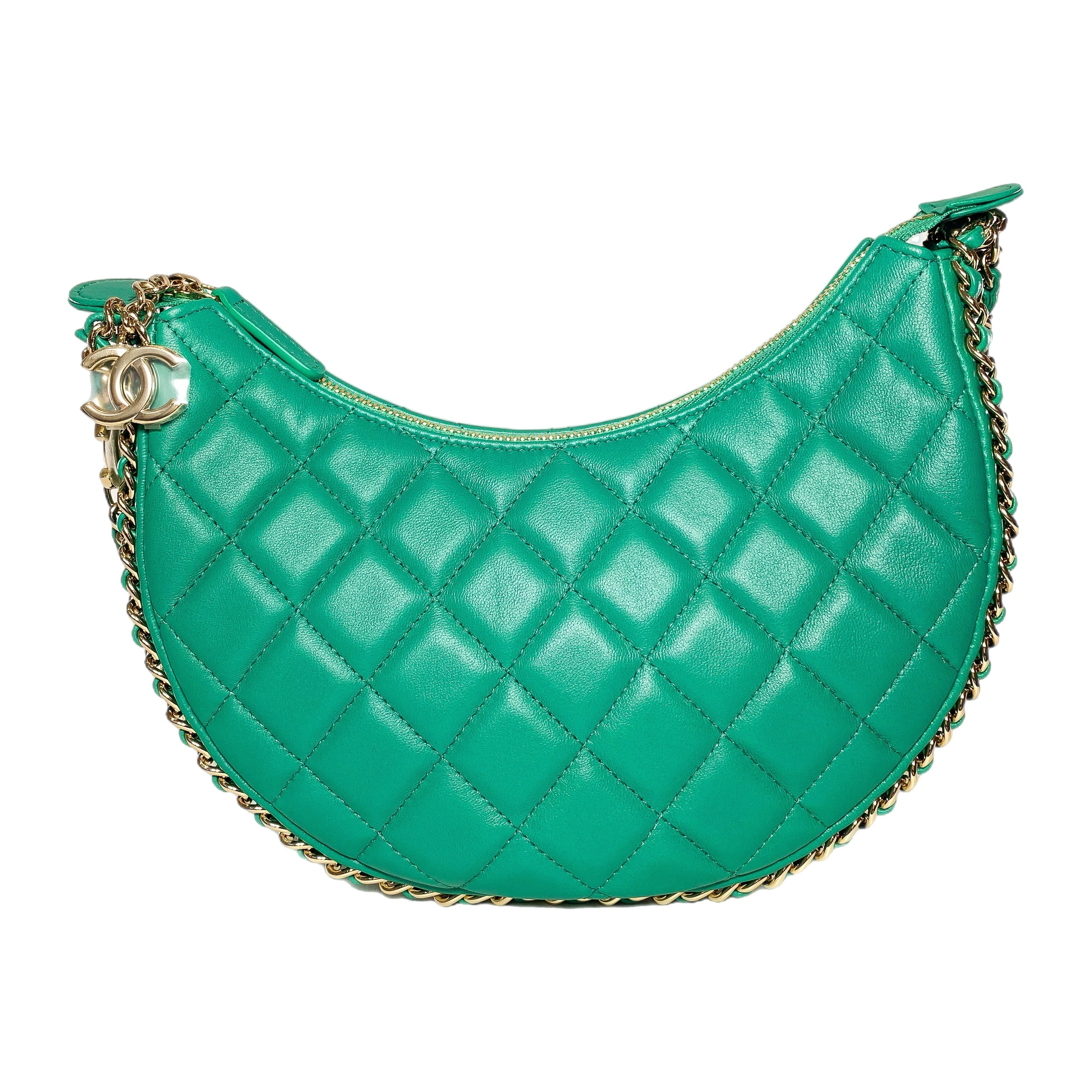 Chanel Small Green Quilted Hobo Bag