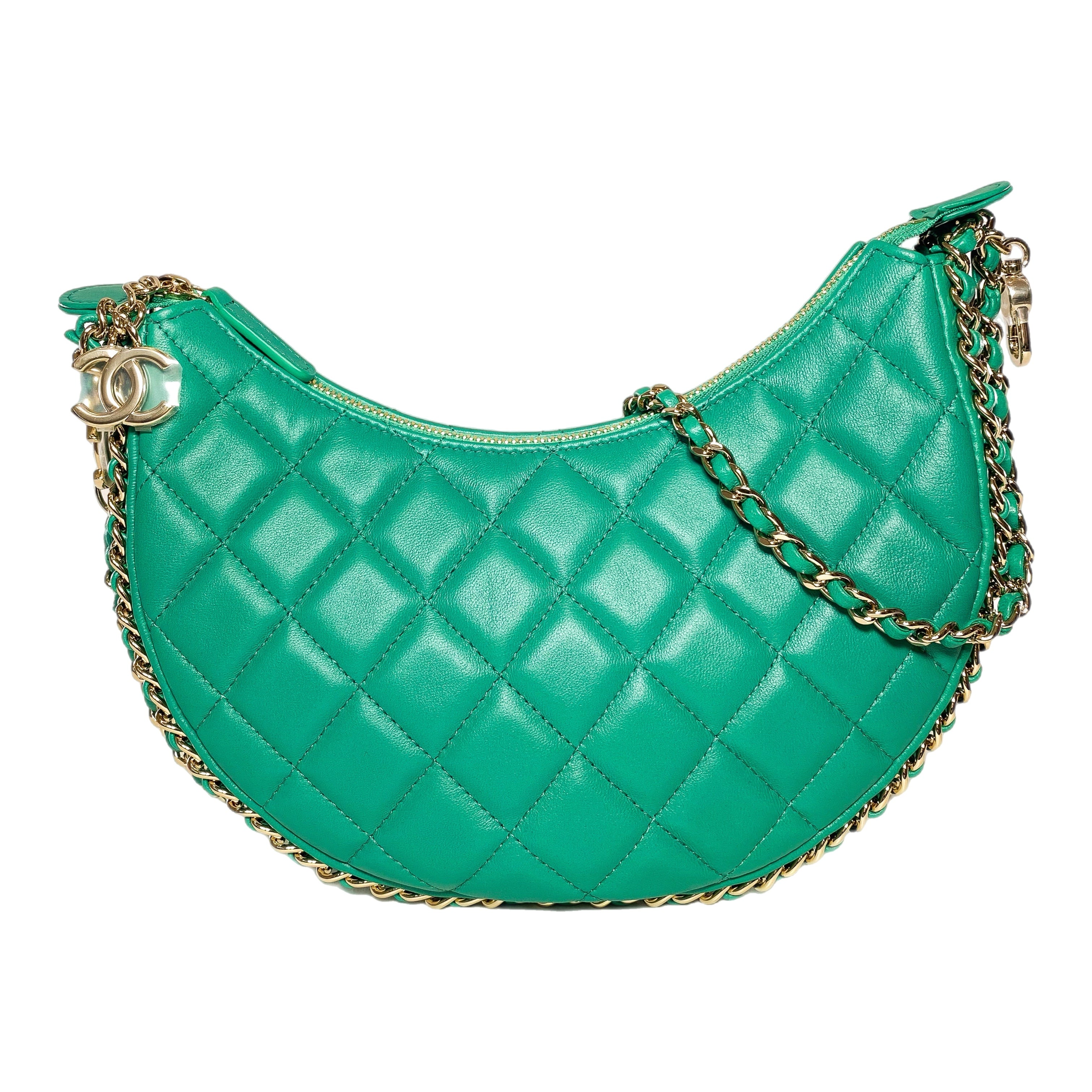 Chanel Small Green Quilted Hobo Bag