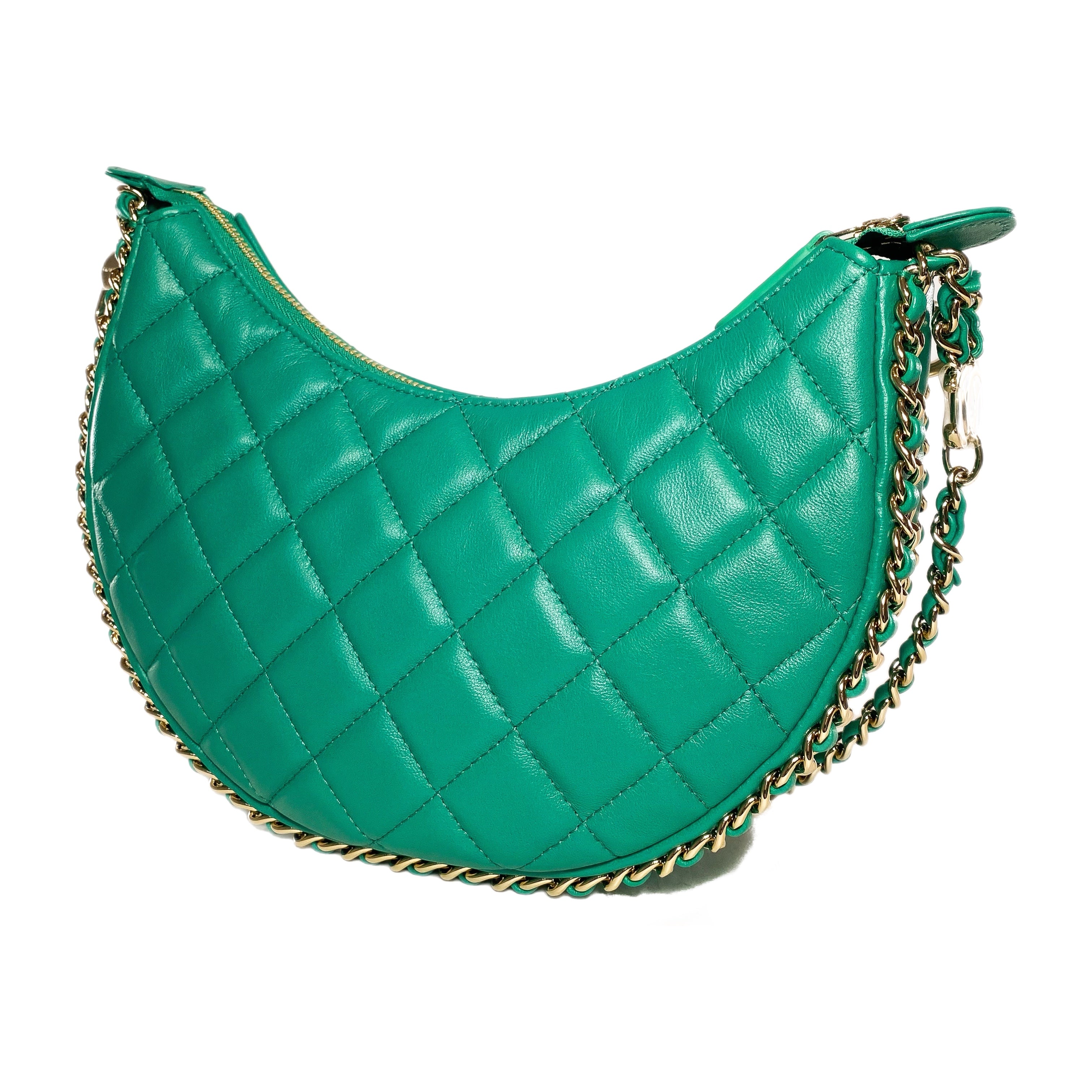 Chanel Small Green Quilted Hobo Bag