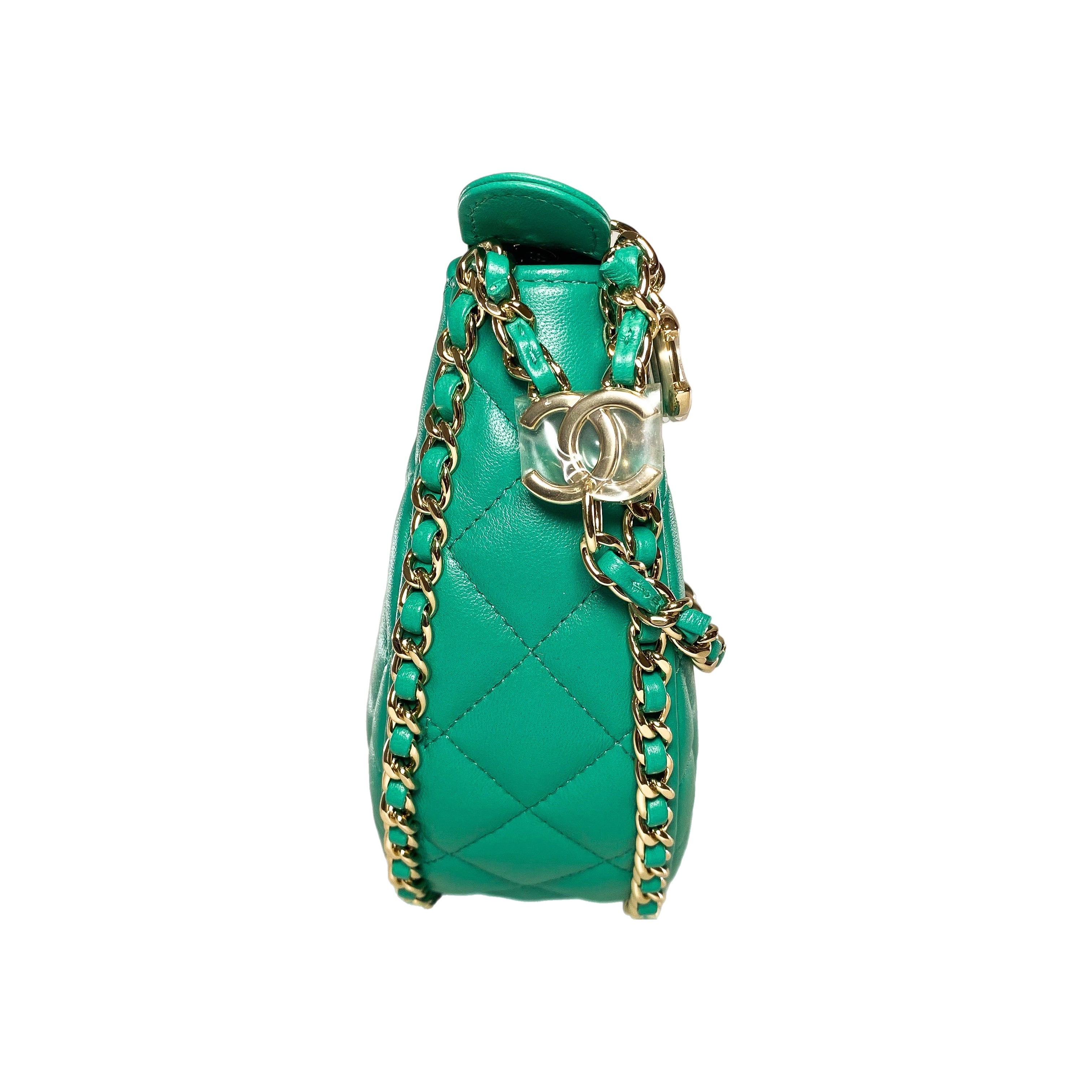 Chanel Small Green Quilted Hobo Bag