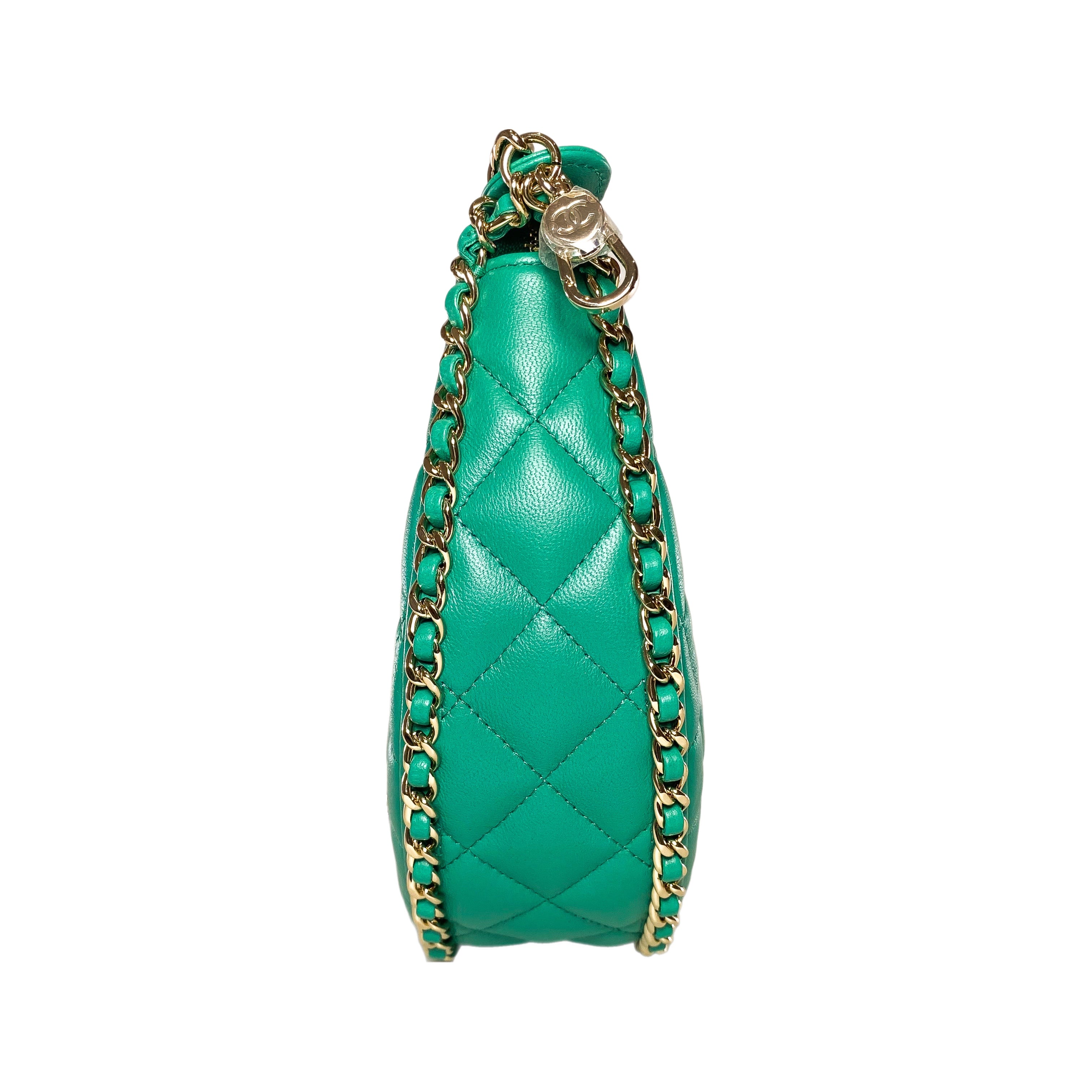 Chanel Small Green Quilted Hobo Bag