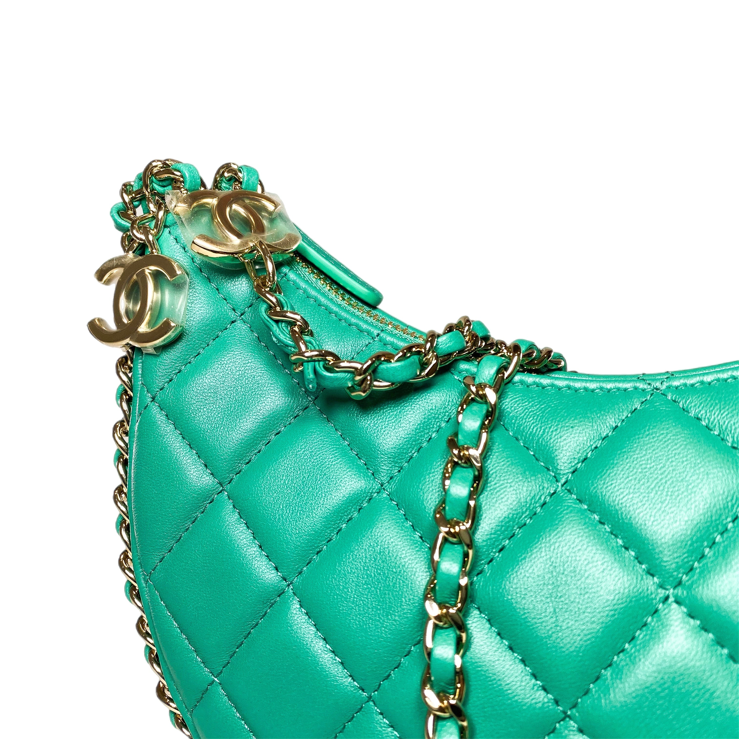 Chanel Small Green Quilted Hobo Bag