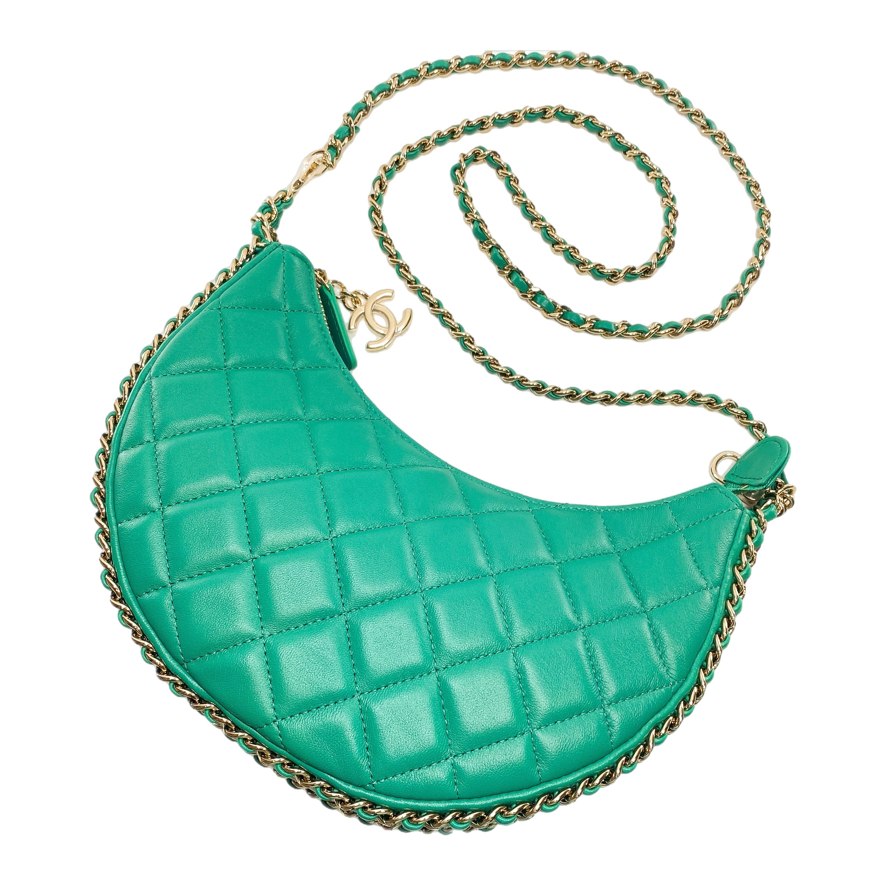 Chanel Small Green Quilted Hobo Bag