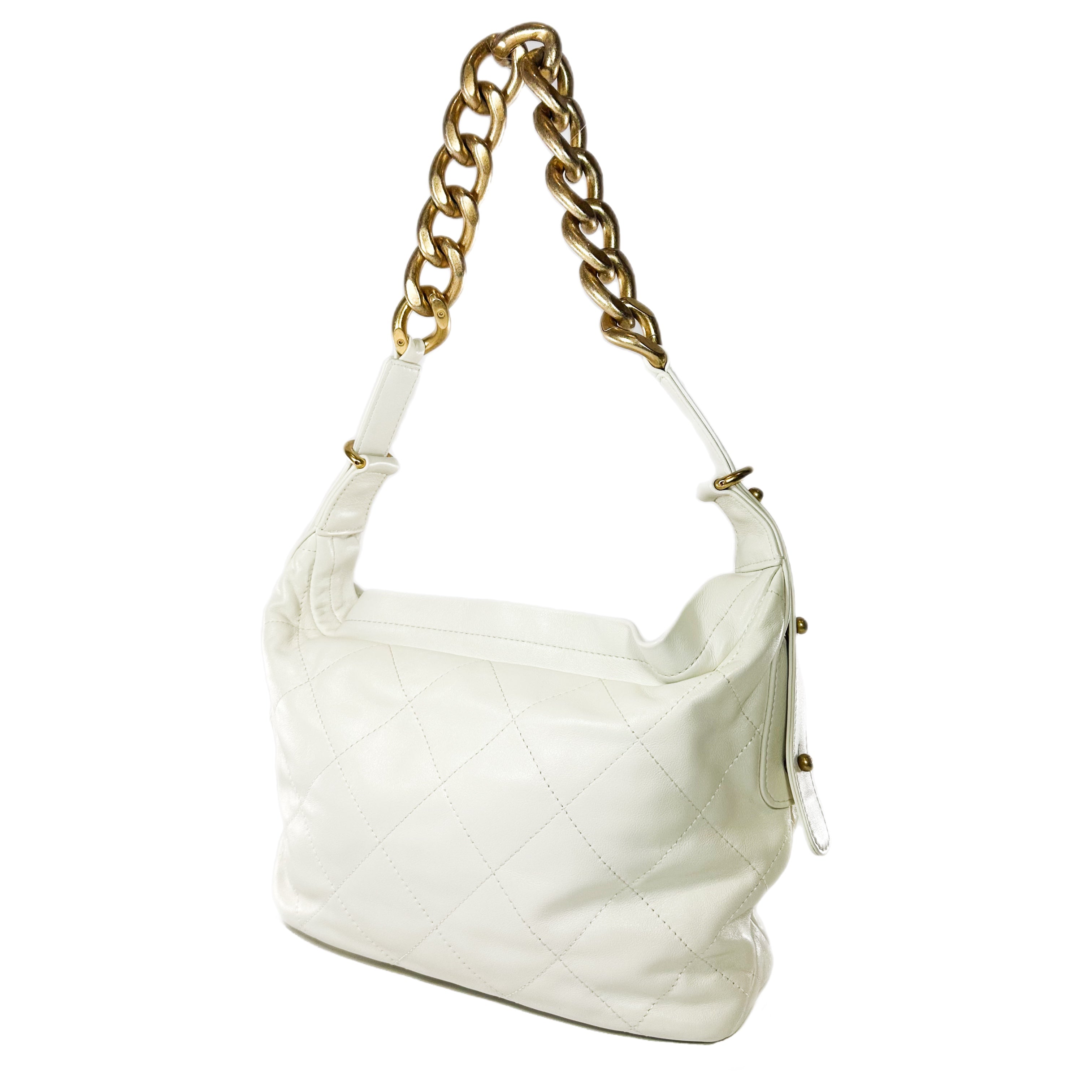 Chanel White Quilted Daily Hobo Bag