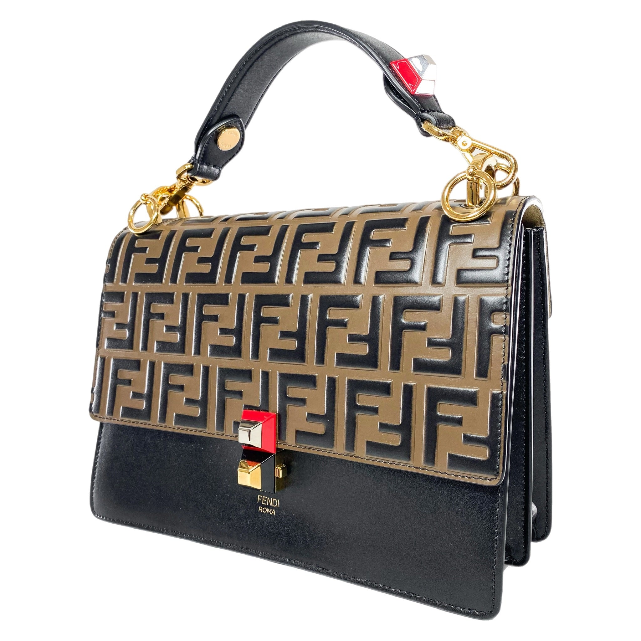 Fendi fashion kan i leather shoulder bag