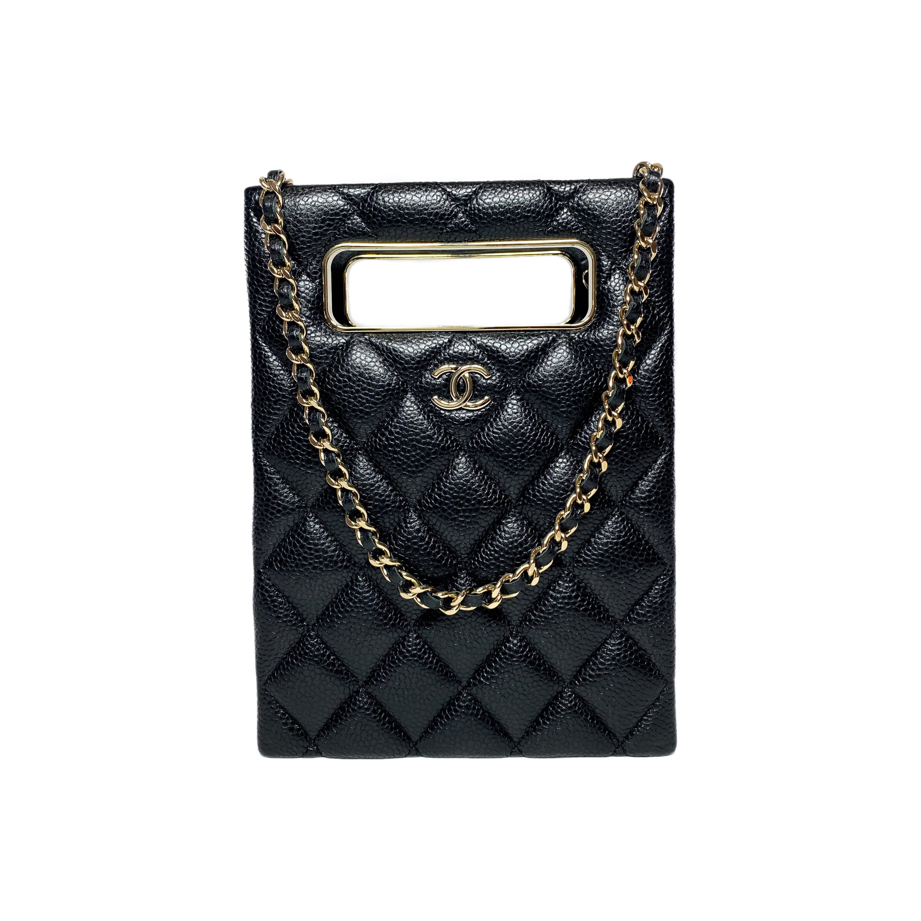 Chanel Black Quilted Caviar Evening Box Bag