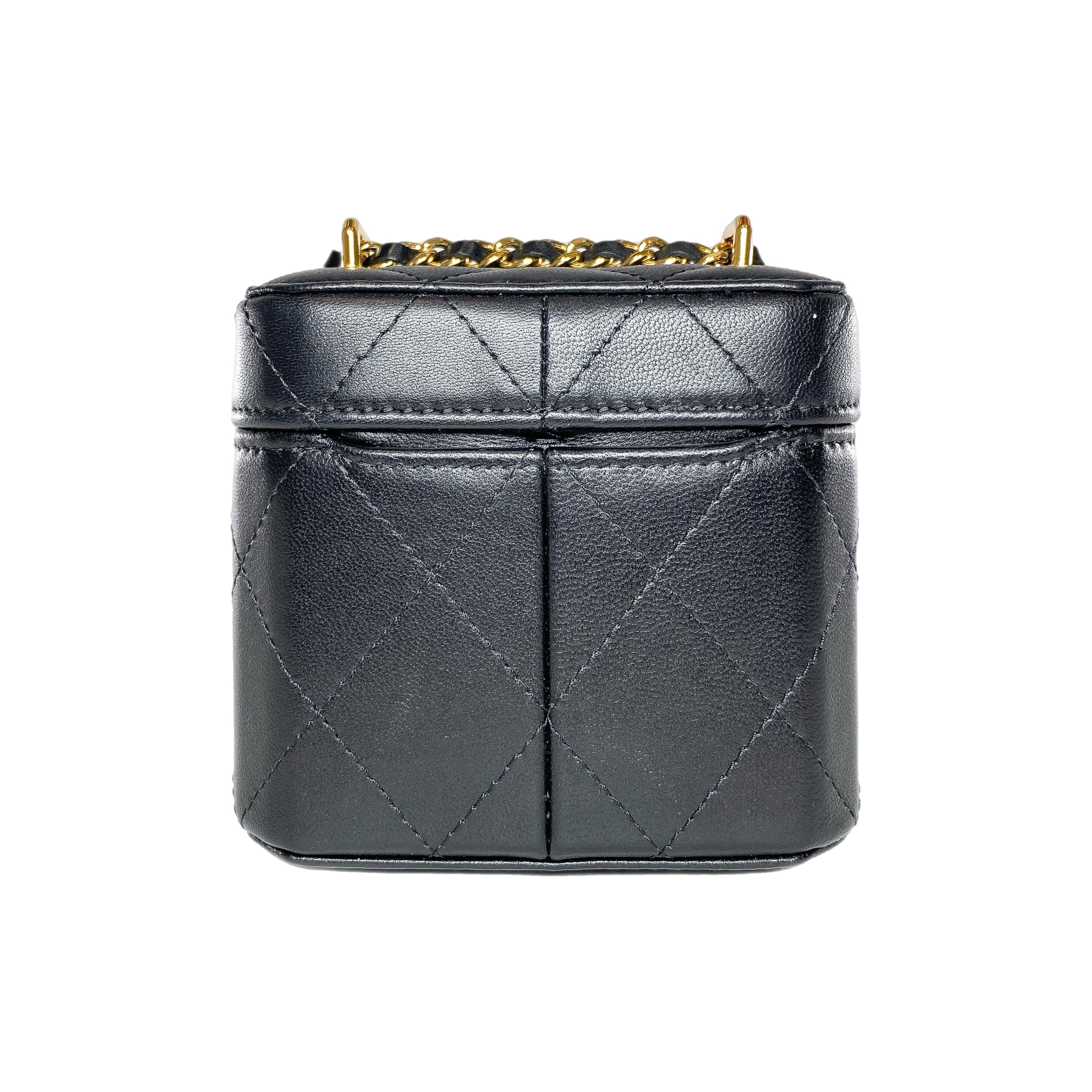 Chanel Black Quilted Mini Vanity Clutch with Chain