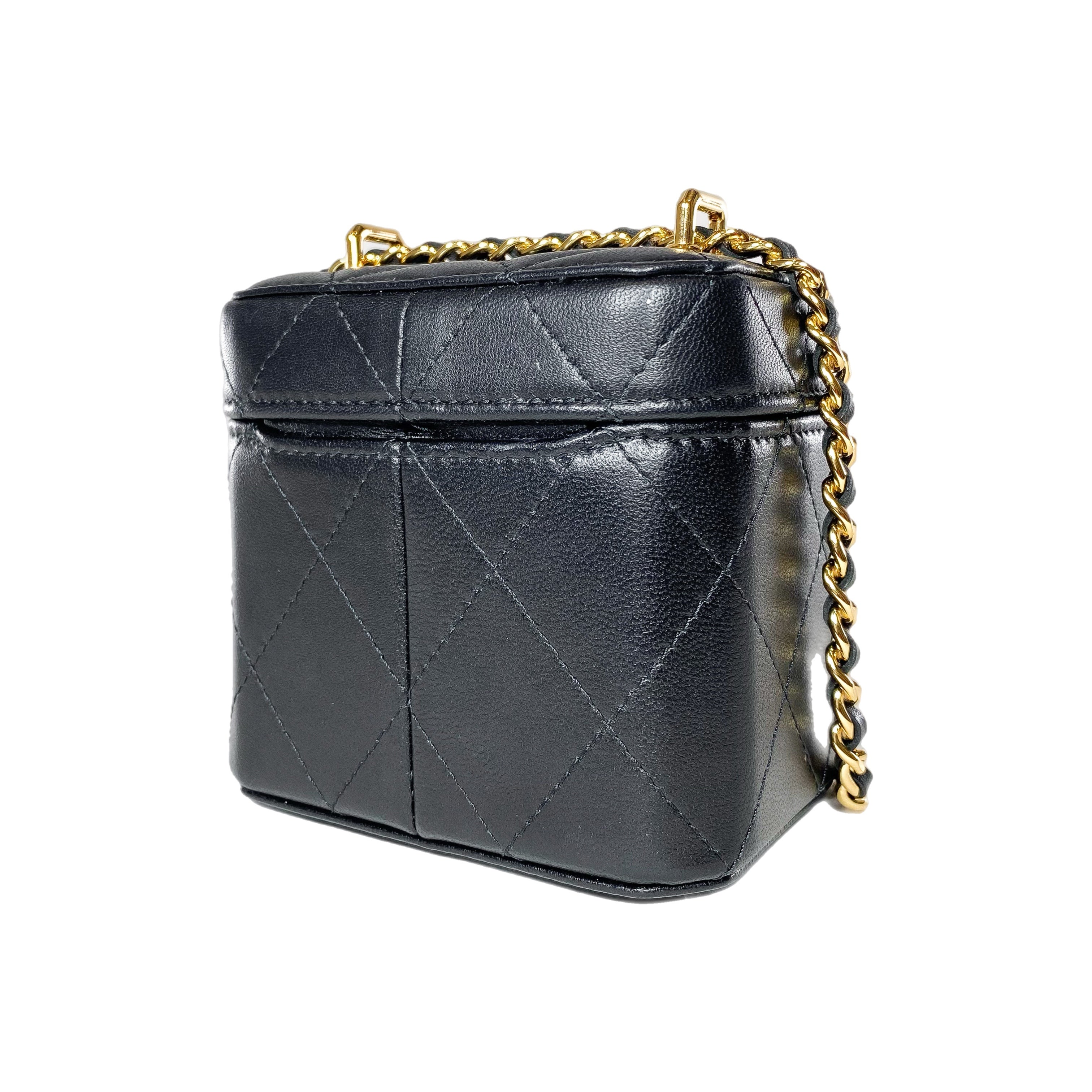 Chanel Black Quilted Mini Vanity Clutch with Chain