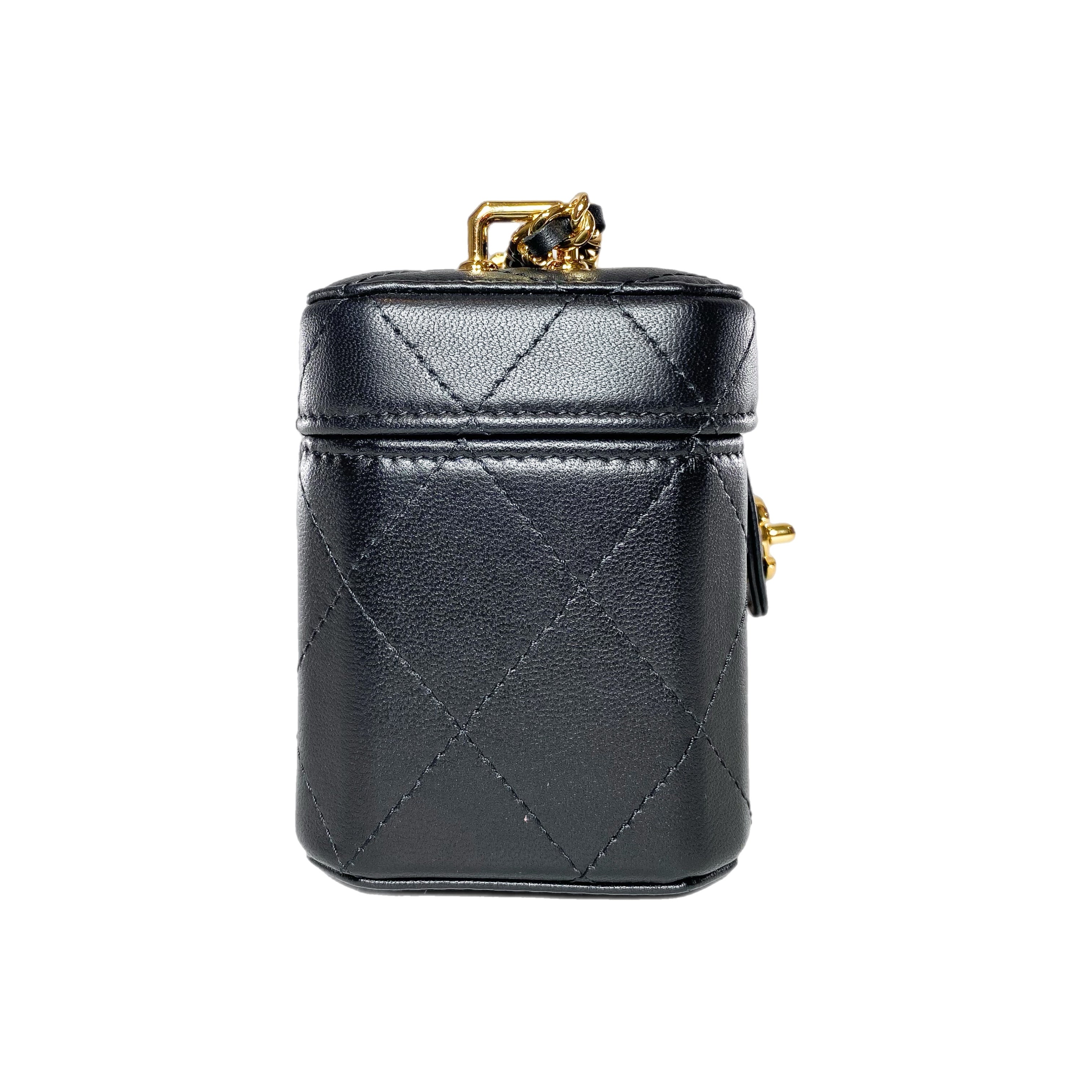 Chanel Black Quilted Mini Vanity Clutch with Chain