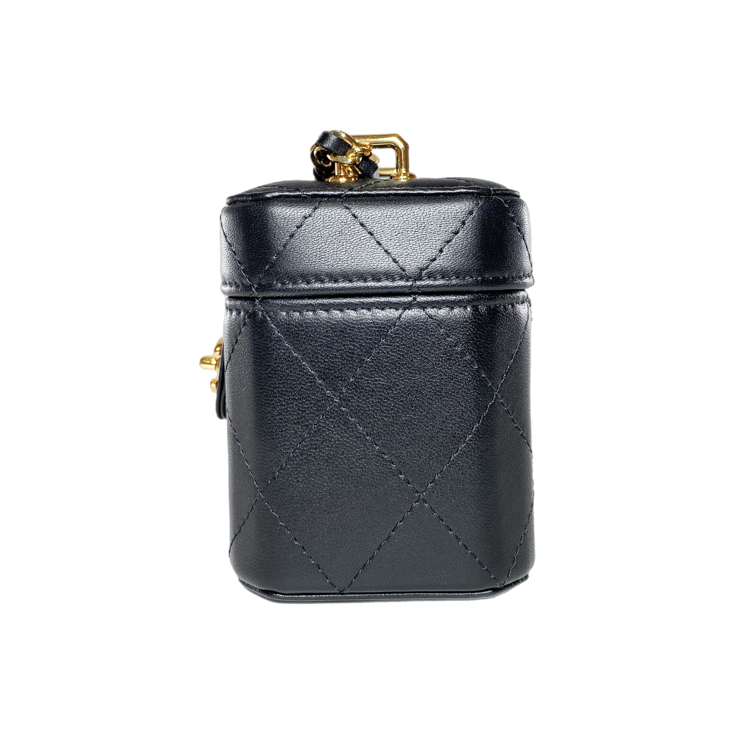 Chanel Black Quilted Mini Vanity Clutch with Chain