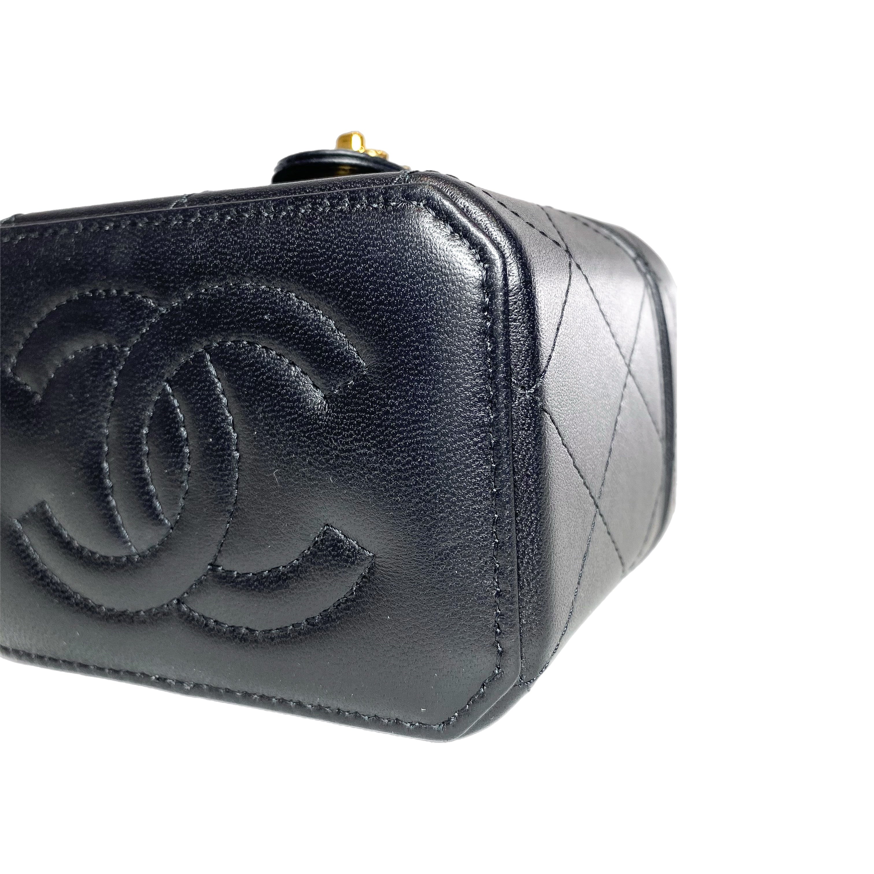 Chanel Black Quilted Mini Vanity Clutch with Chain