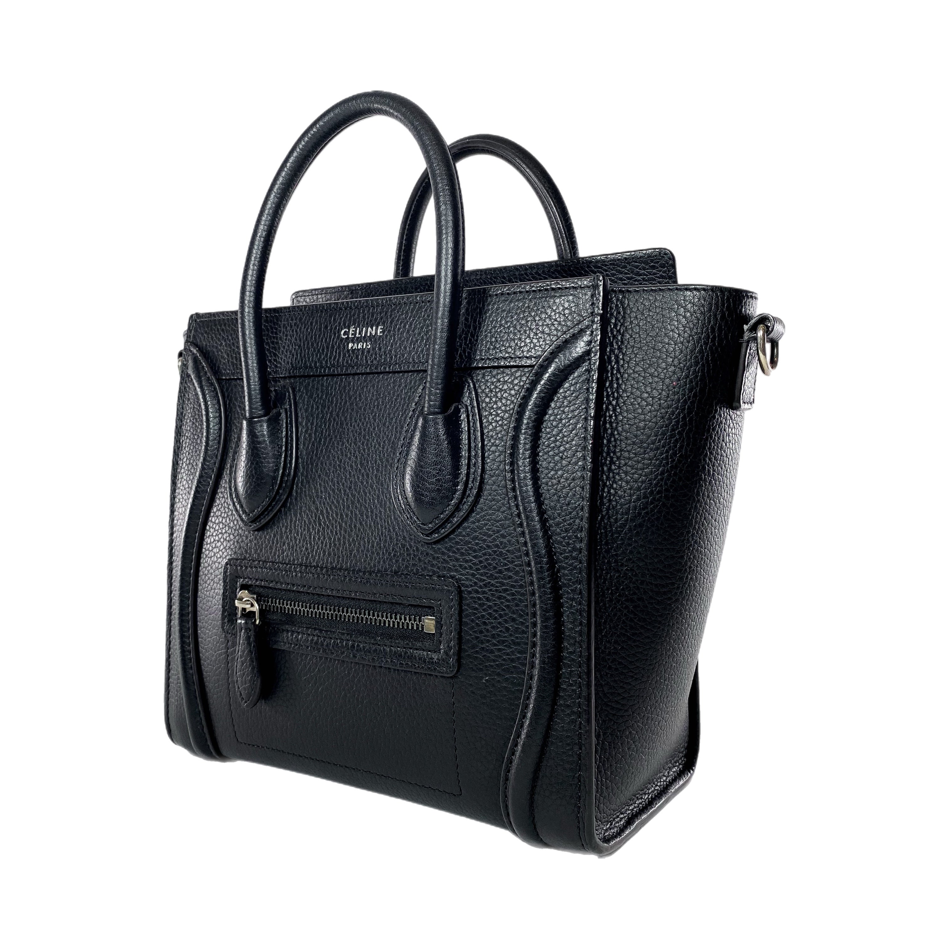 Celine nano luggage smooth black best sale