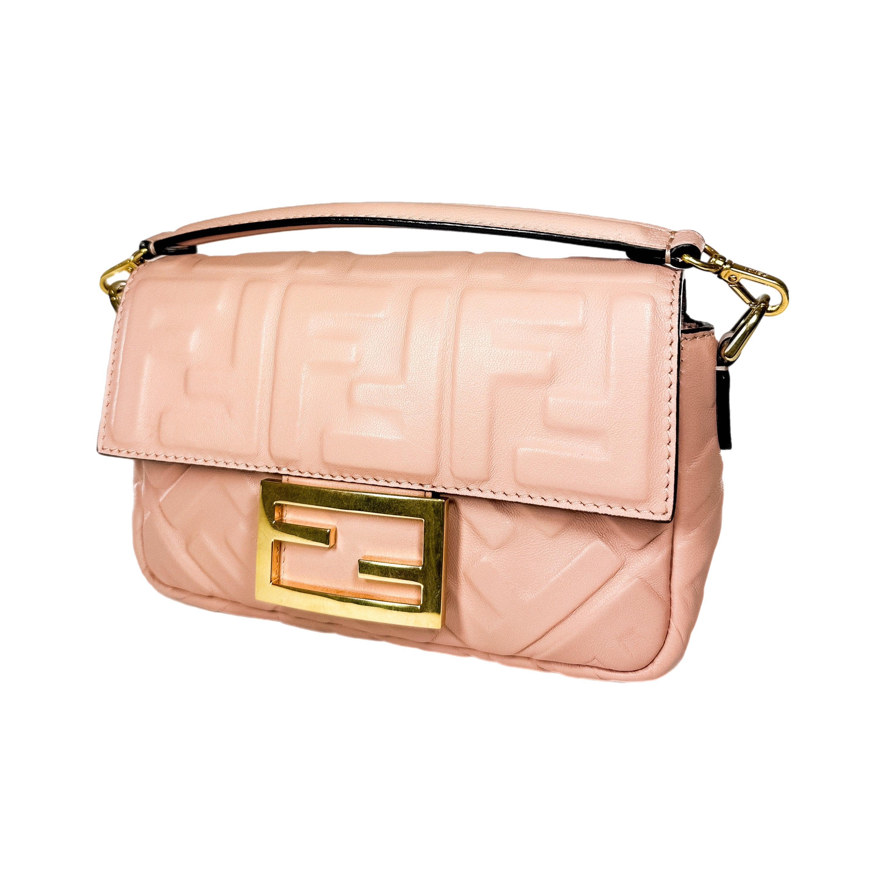 Fendi Rosa Bourbon Small Embossed Baguette