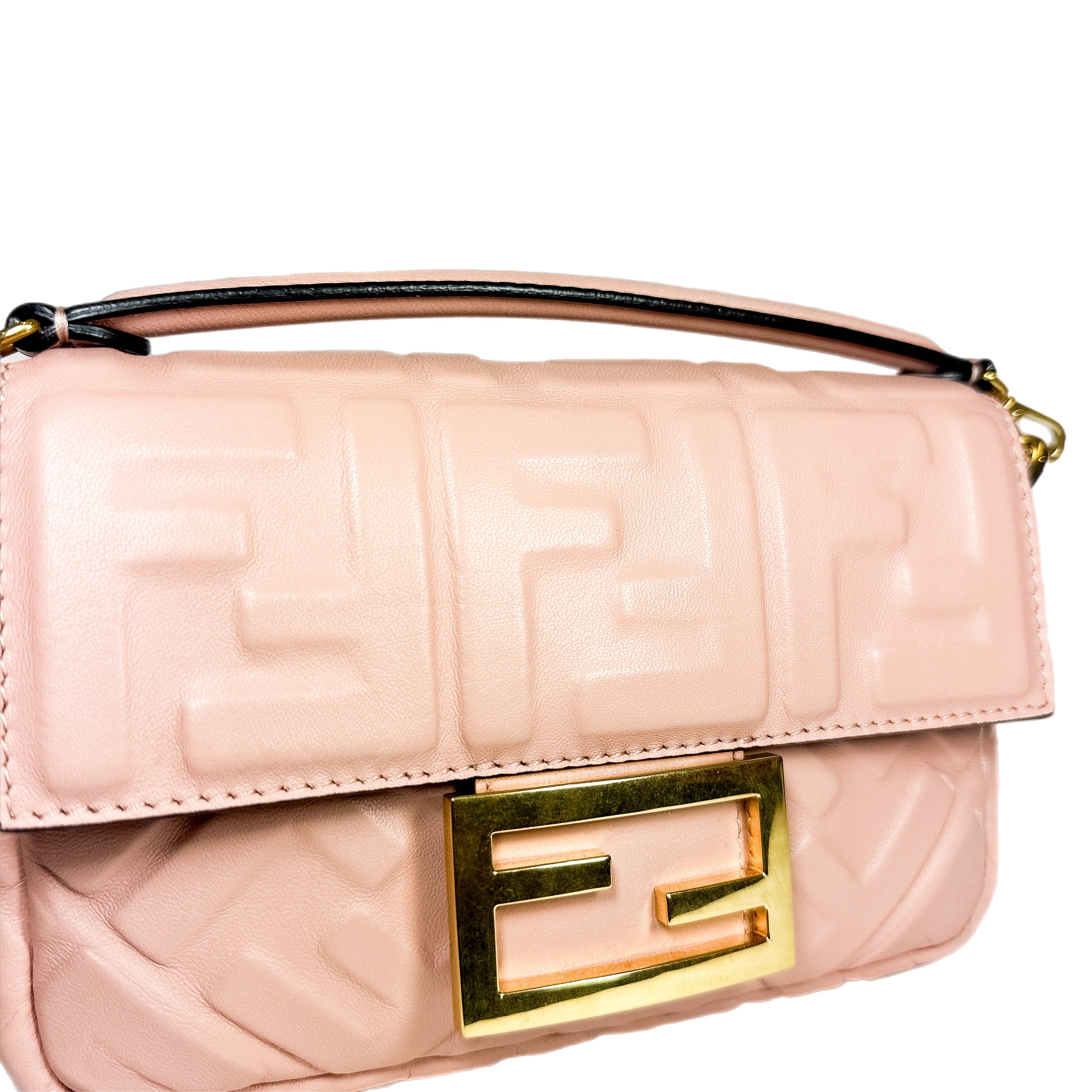 Fendi Rosa Bourbon Small Embossed Baguette