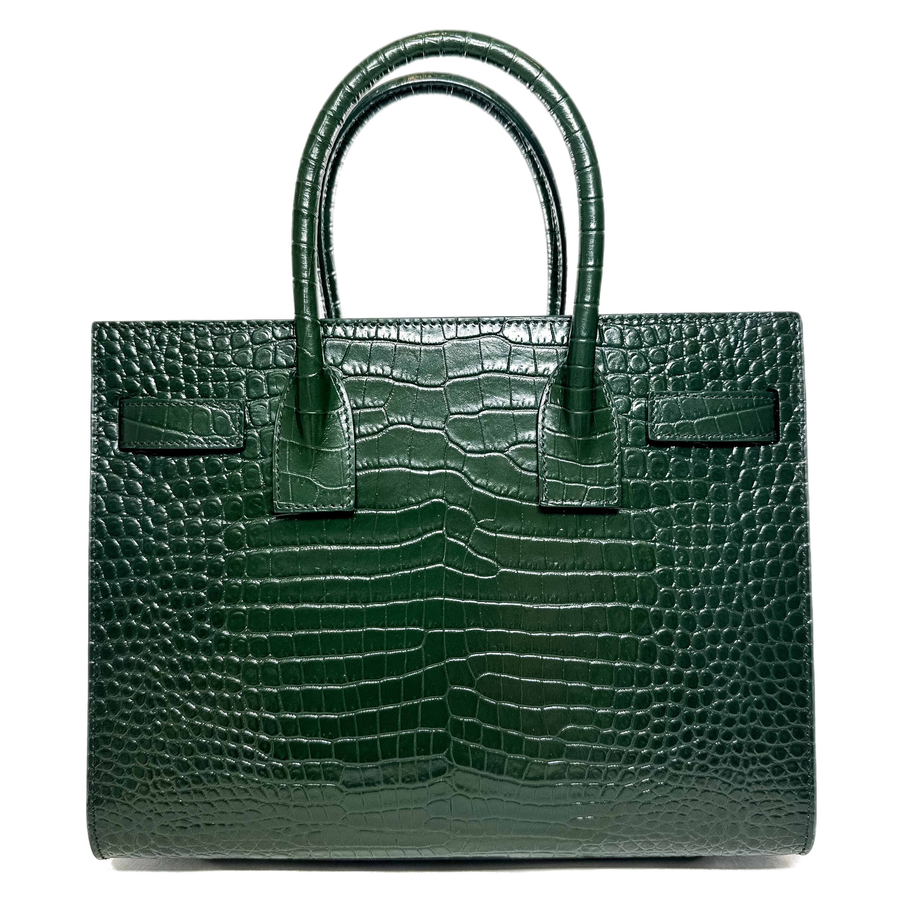 Saint Laurent Green Embossed Crocodile Sac de Jour