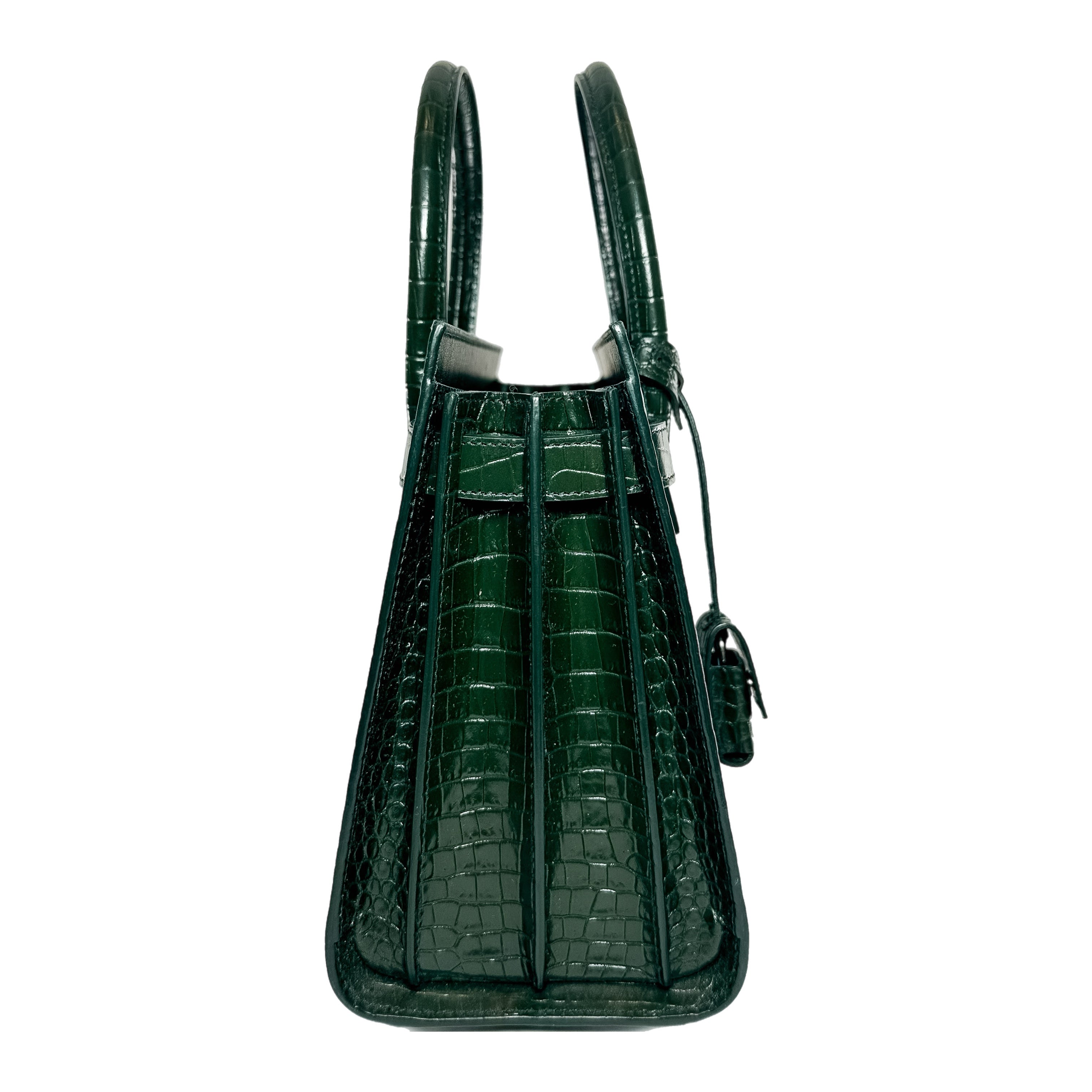 Saint Laurent Green Embossed Crocodile Sac de Jour