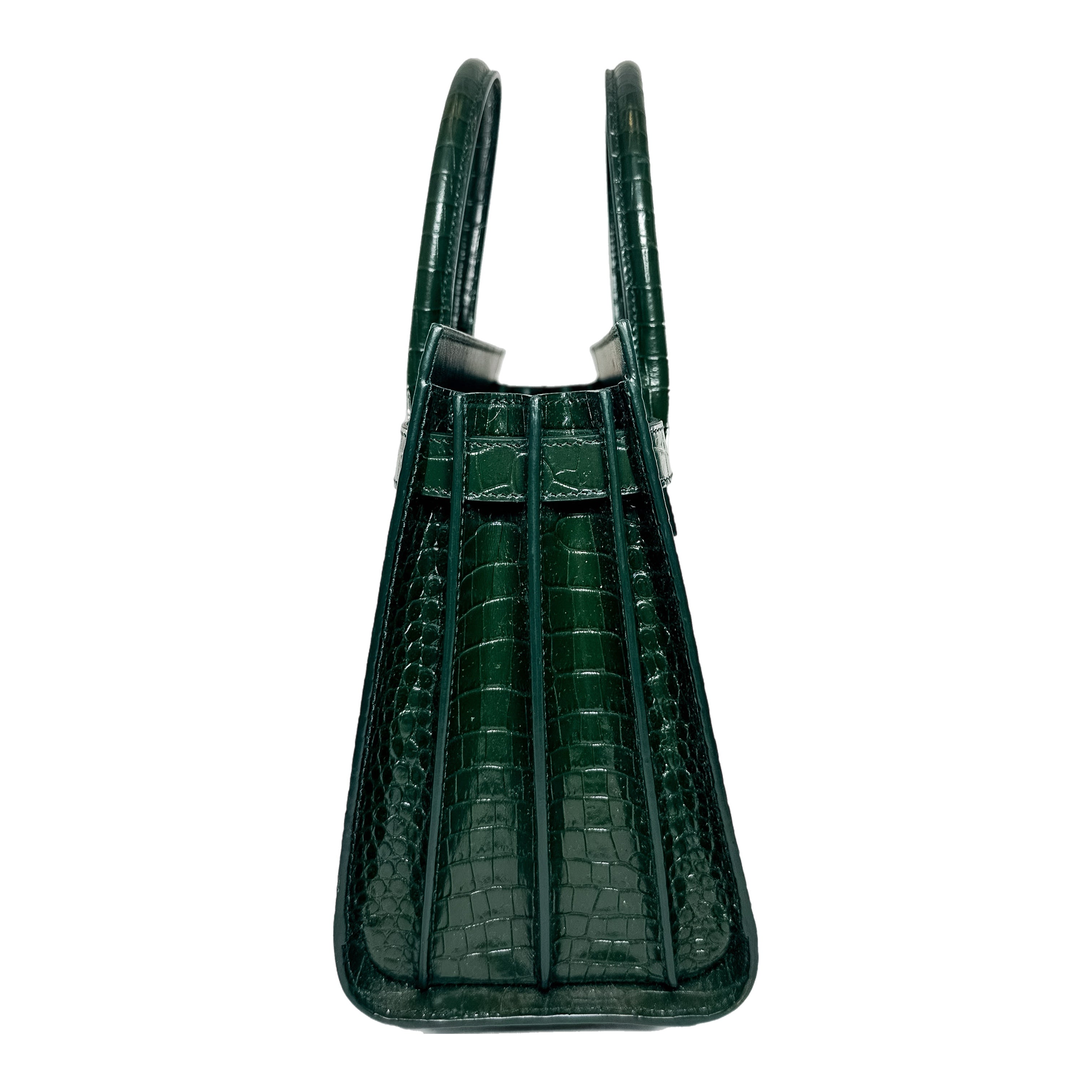 Saint Laurent Green Embossed Crocodile Sac de Jour