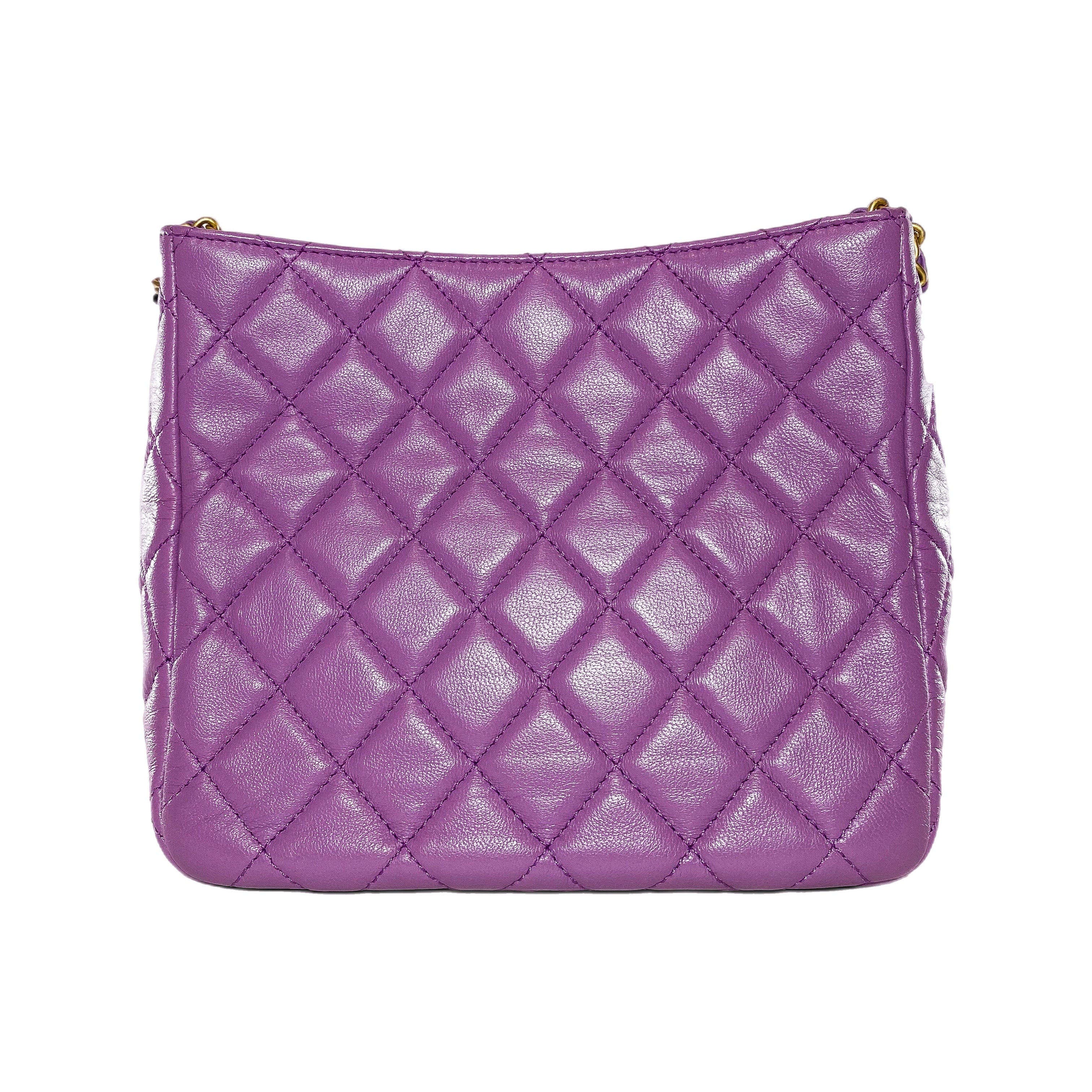 Chanel Small Quilted Purple Pearl Crush Hobo Bag