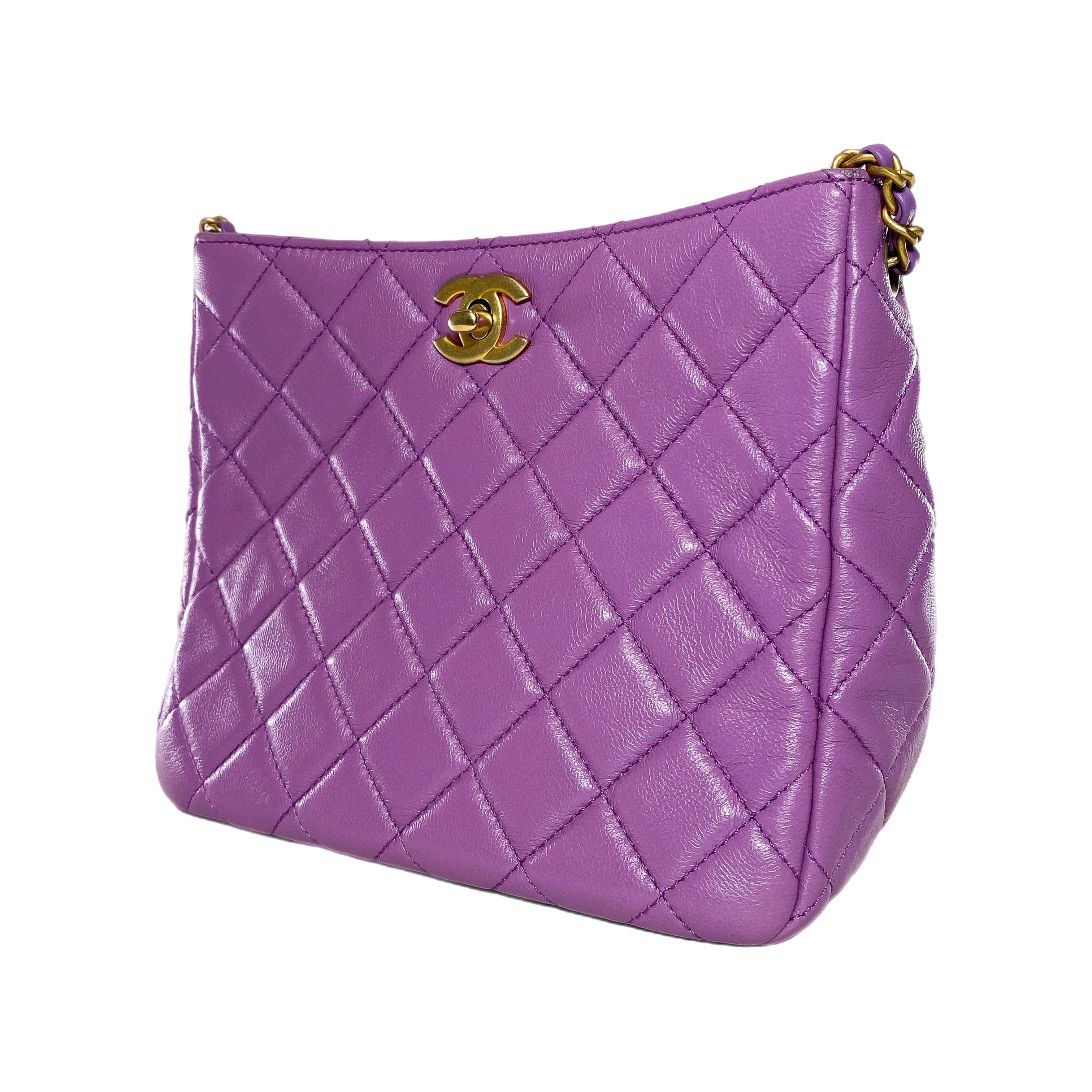 Chanel Small Quilted Purple Pearl Crush Hobo Bag