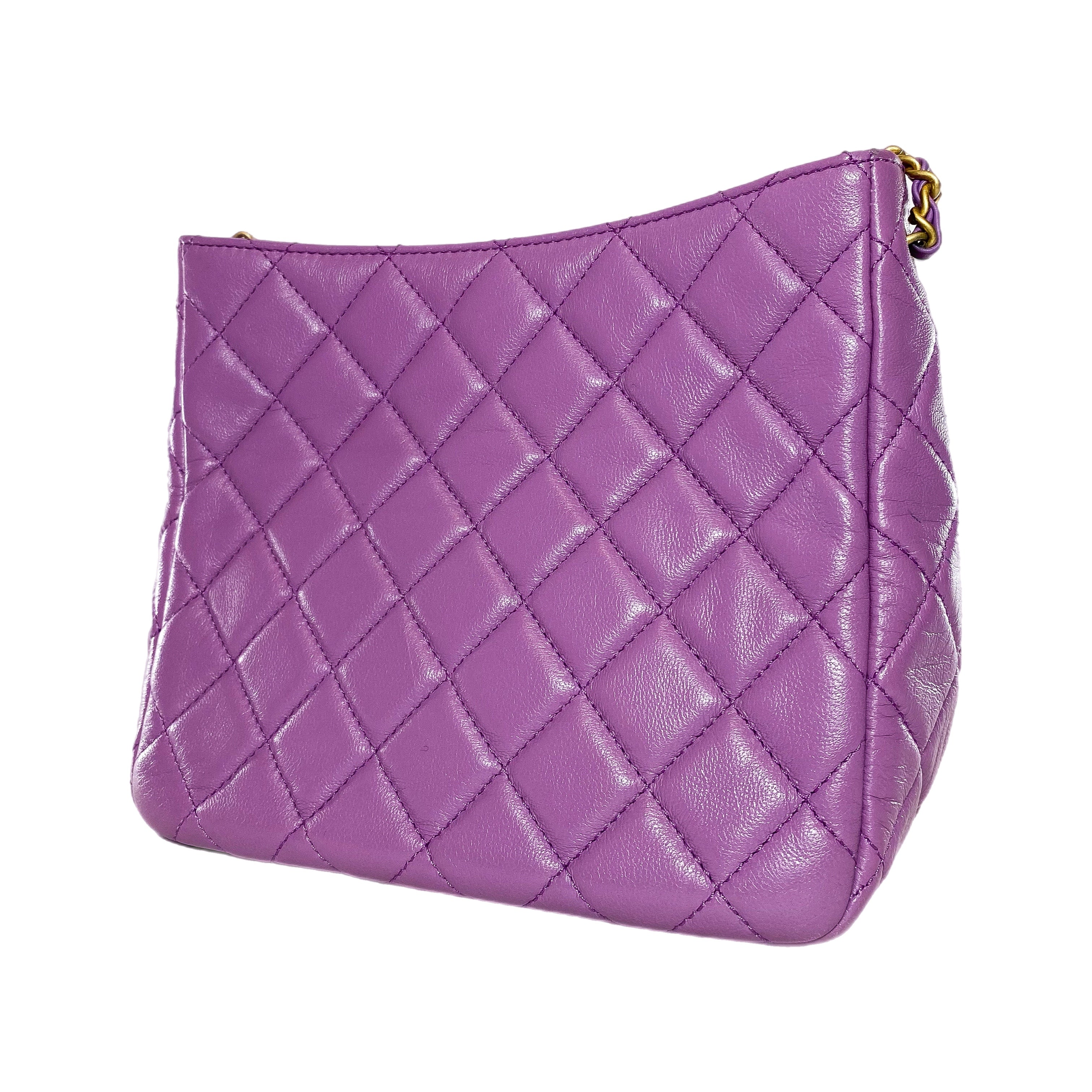 Chanel Small Quilted Purple Pearl Crush Hobo Bag