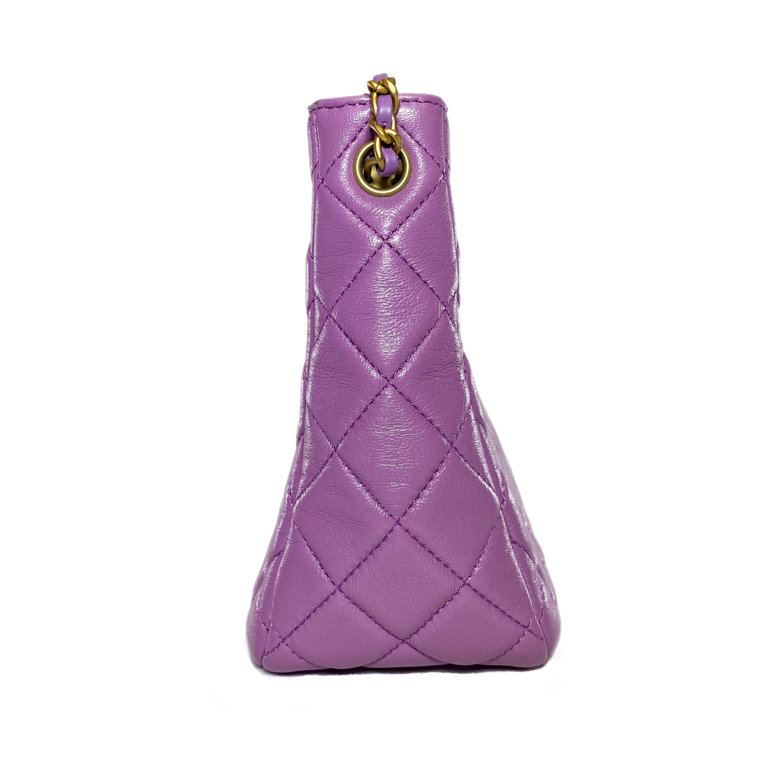 Chanel Small Quilted Purple Pearl Crush Hobo Bag