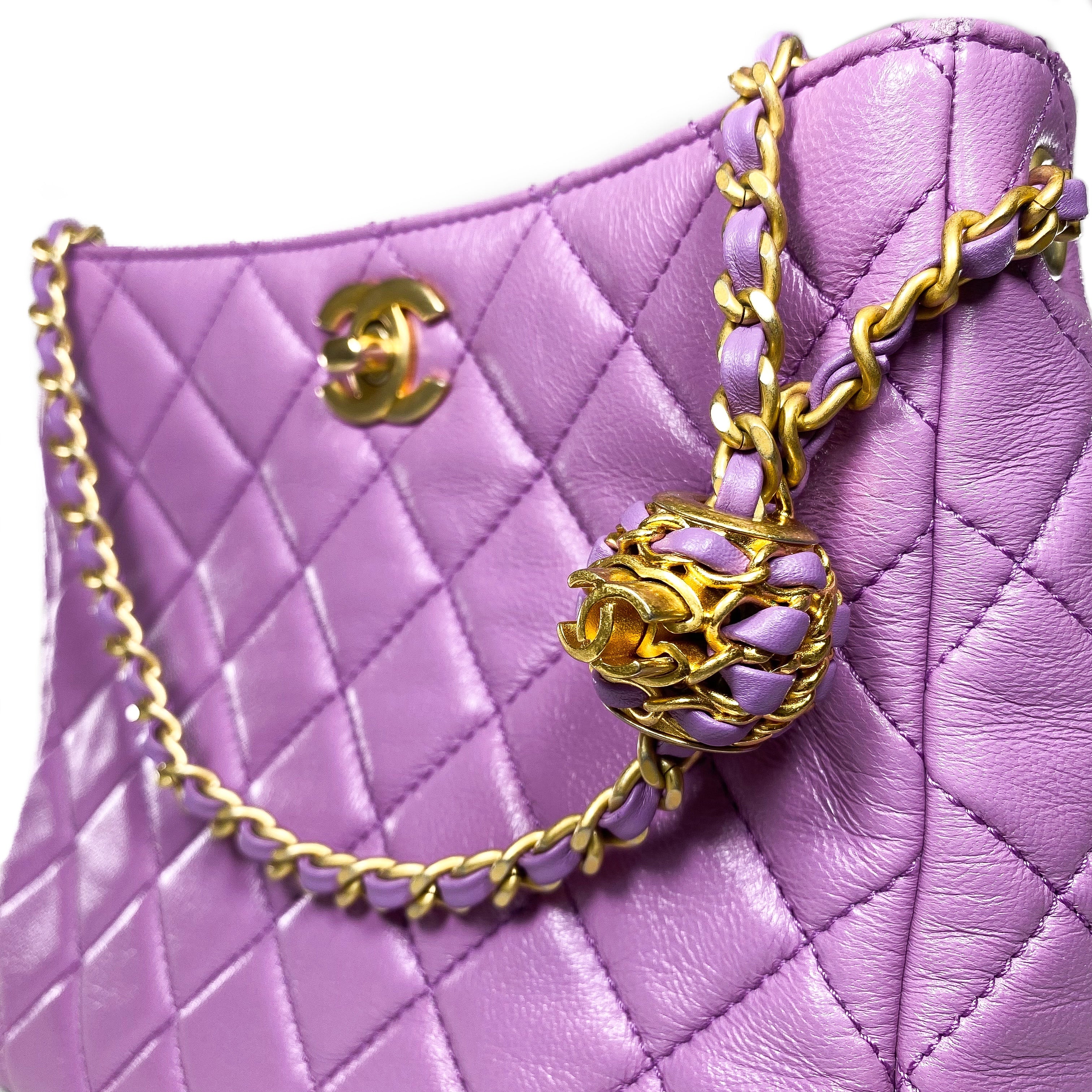 Chanel Small Quilted Purple Pearl Crush Hobo Bag