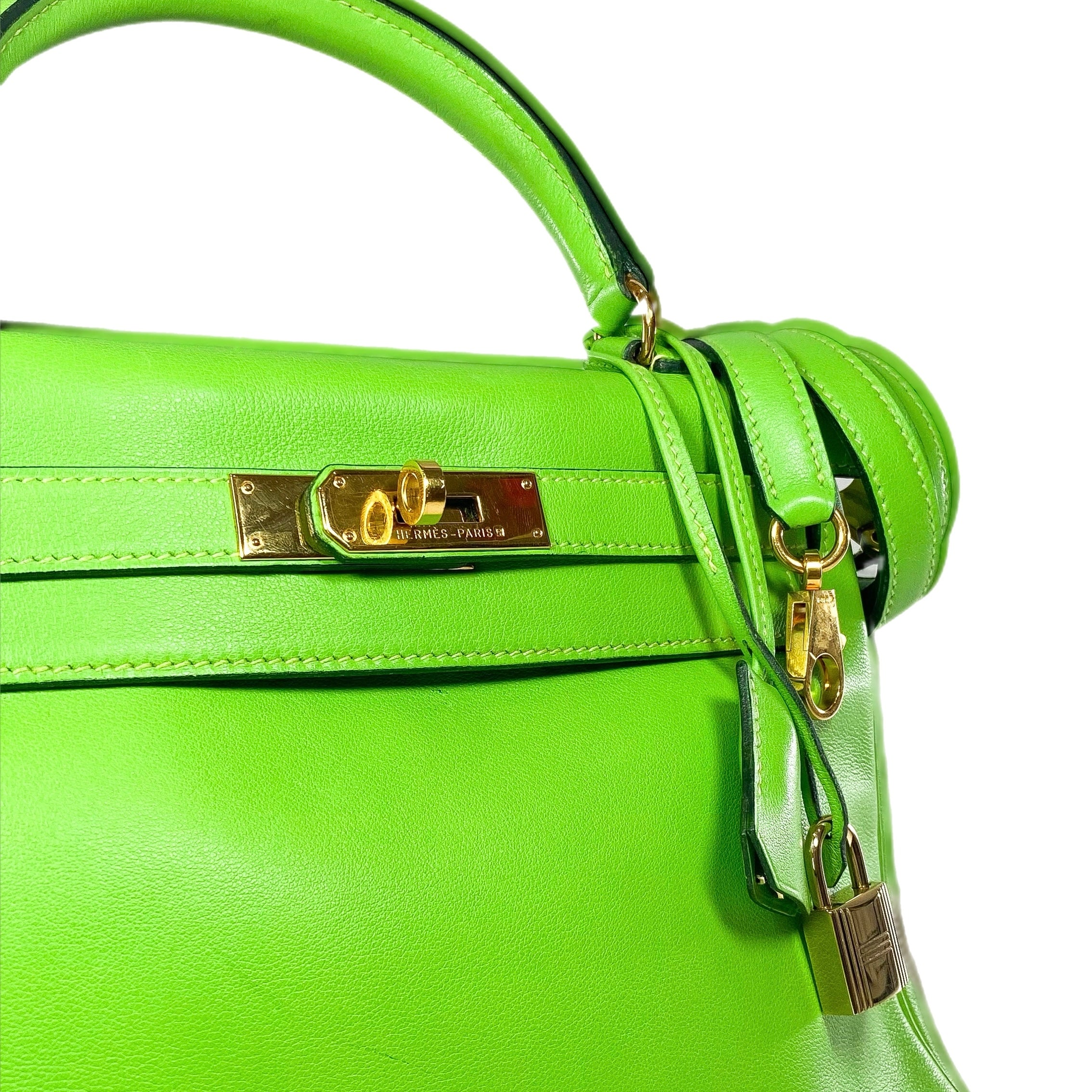 Hermes Kelly 28 Green Granny Swift Gold Hardware