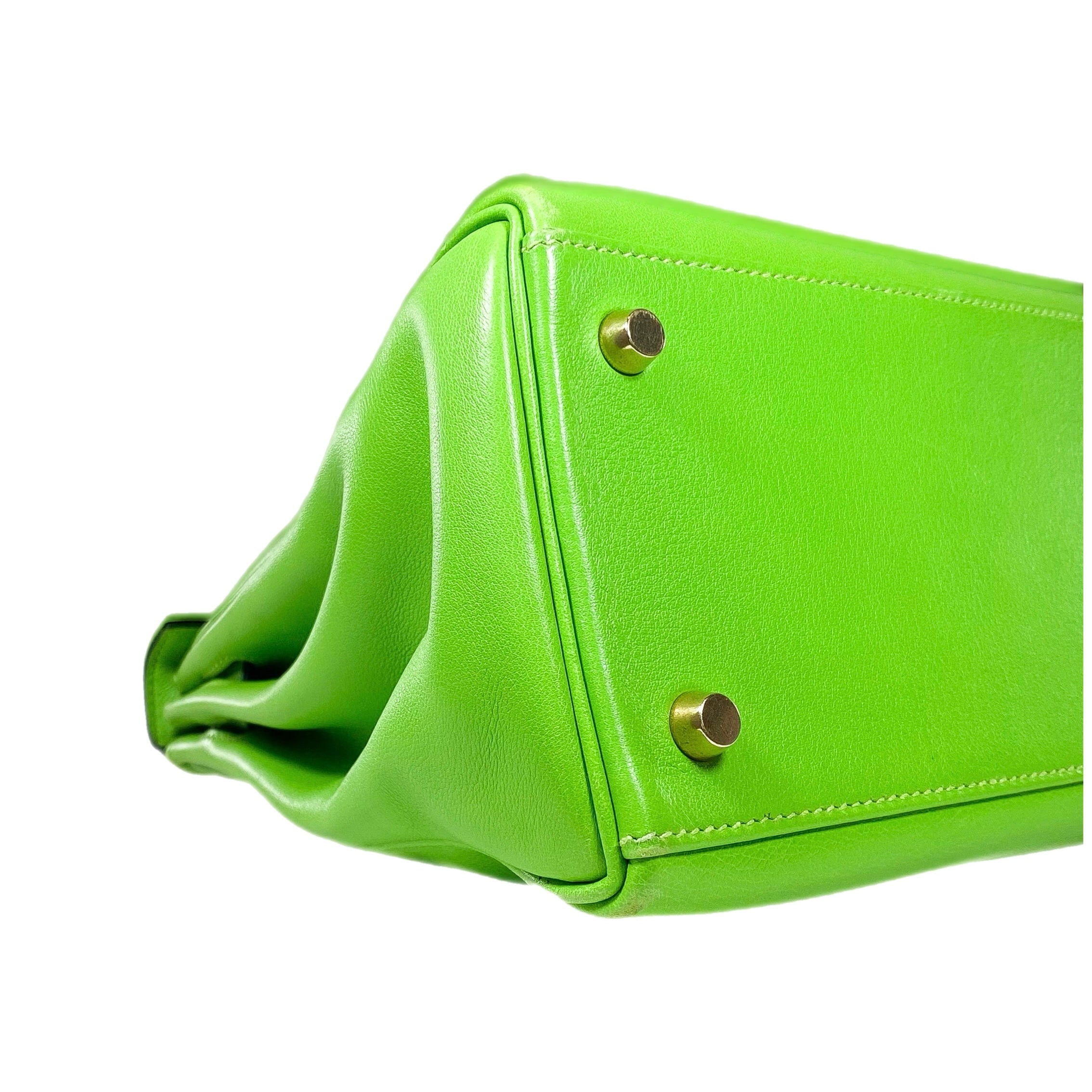 Hermes Kelly 28 Green Granny Swift Gold Hardware