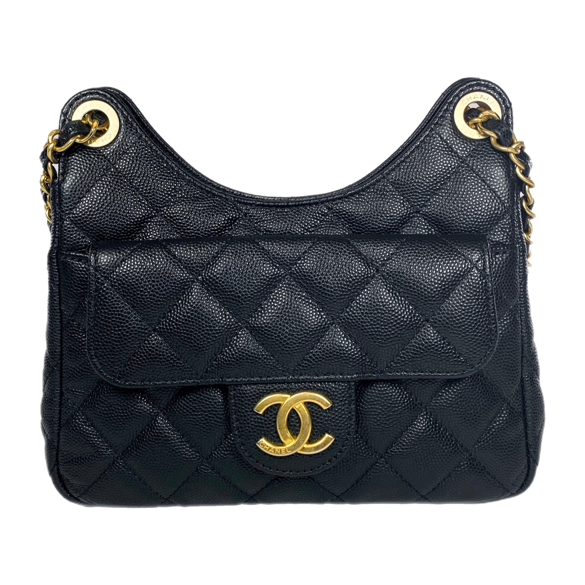 Chanel Small Black Quilted Caviar Wavy Hobo Bag | Consign of the Times ™