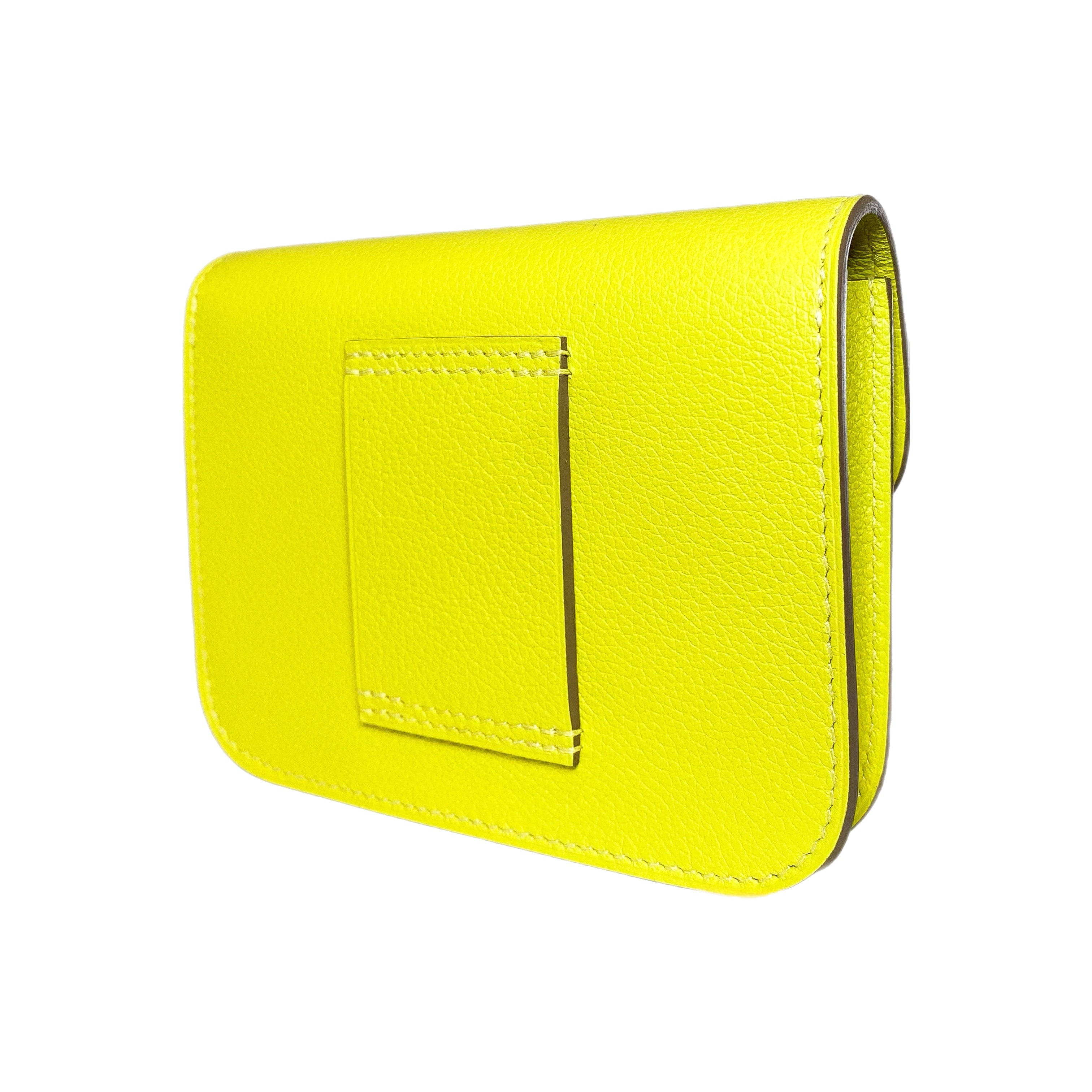 Hermes Lime Evercolor Constance Slim Wallet