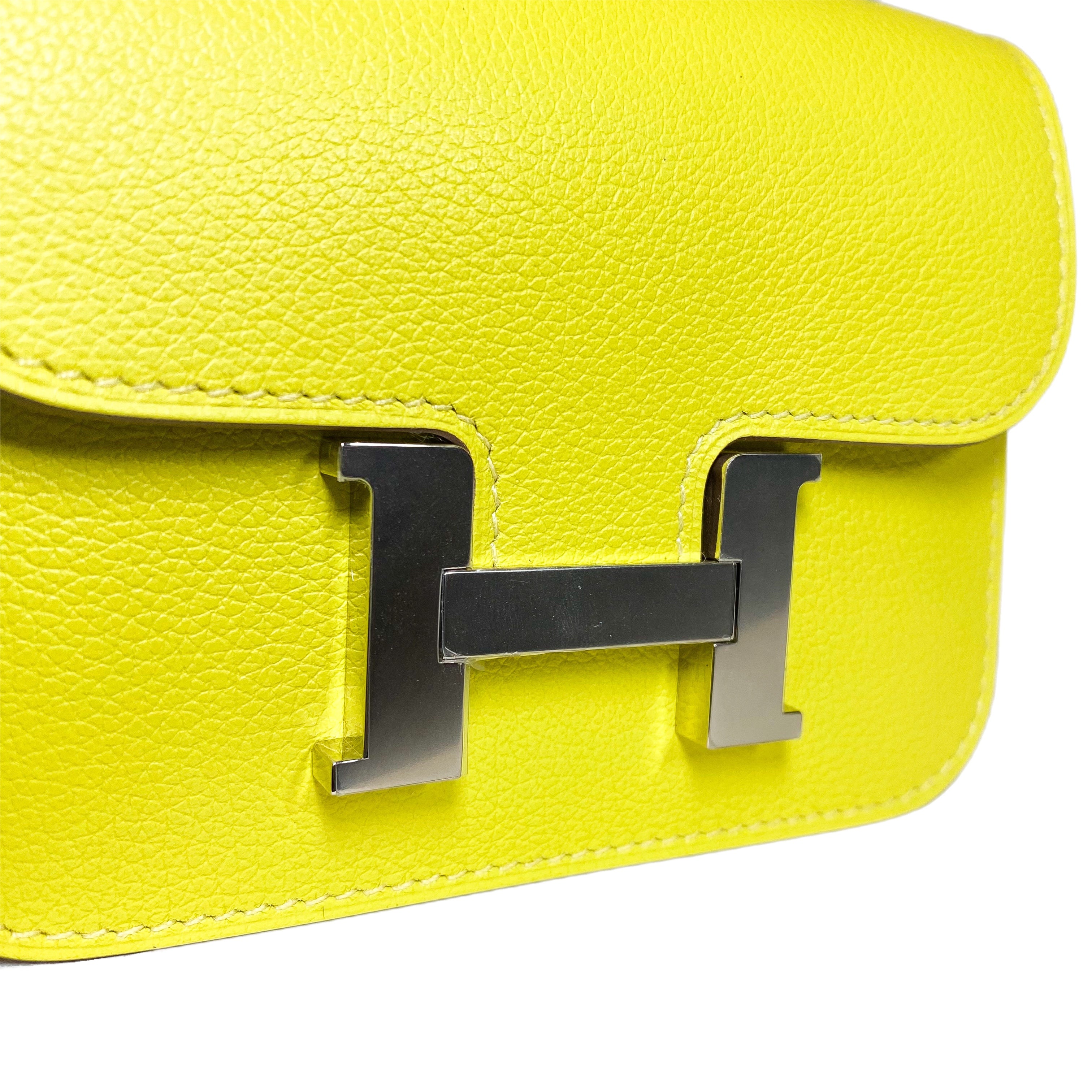 Hermes Lime Evercolor Constance Slim Wallet