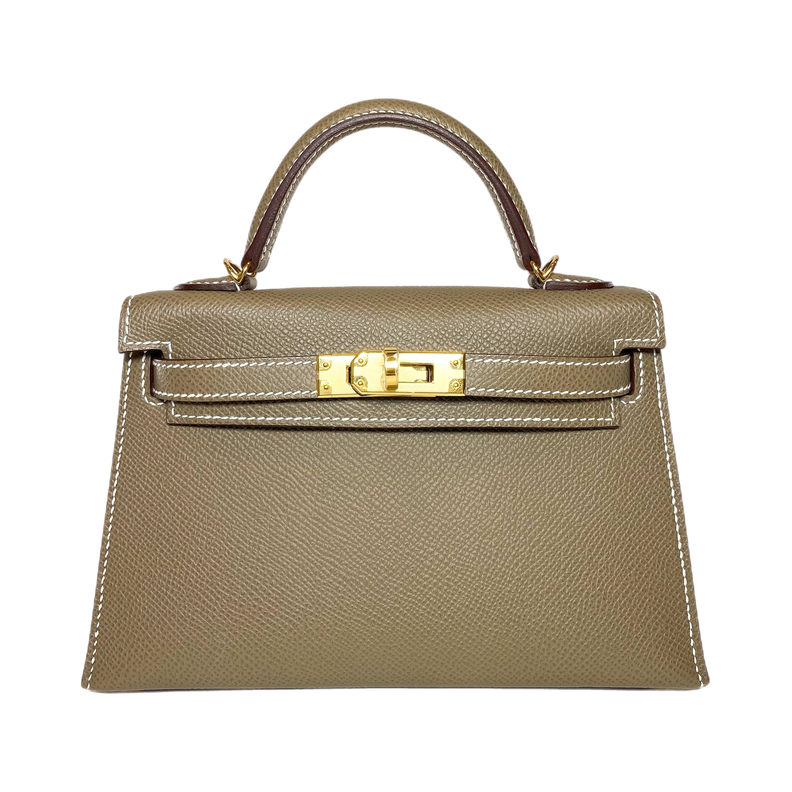 Hermes Mini Kelly 20 Etoupe Epsom Palladium Hardware