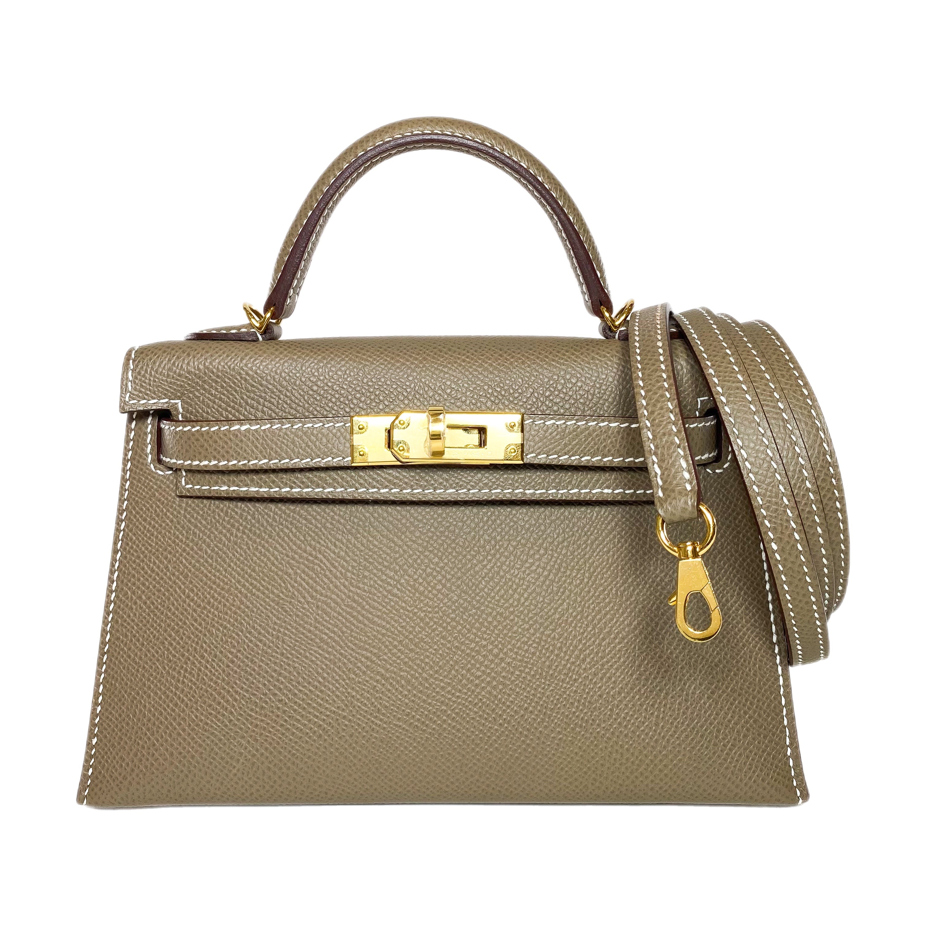 Hermes Mini Kelly 20 Etoupe Epsom Palladium Hardware