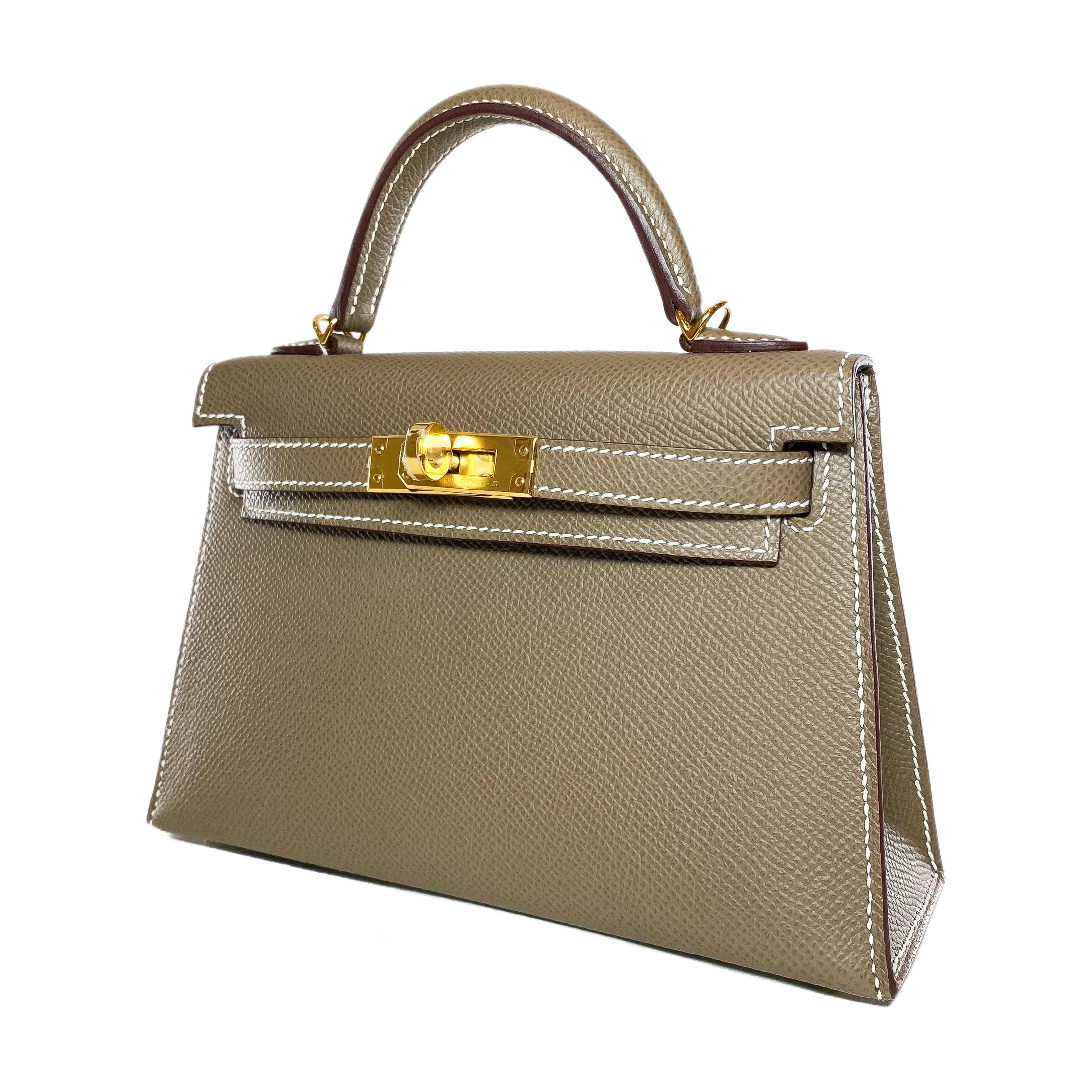 Hermes Mini Kelly 20 Etoupe Epsom Palladium Hardware